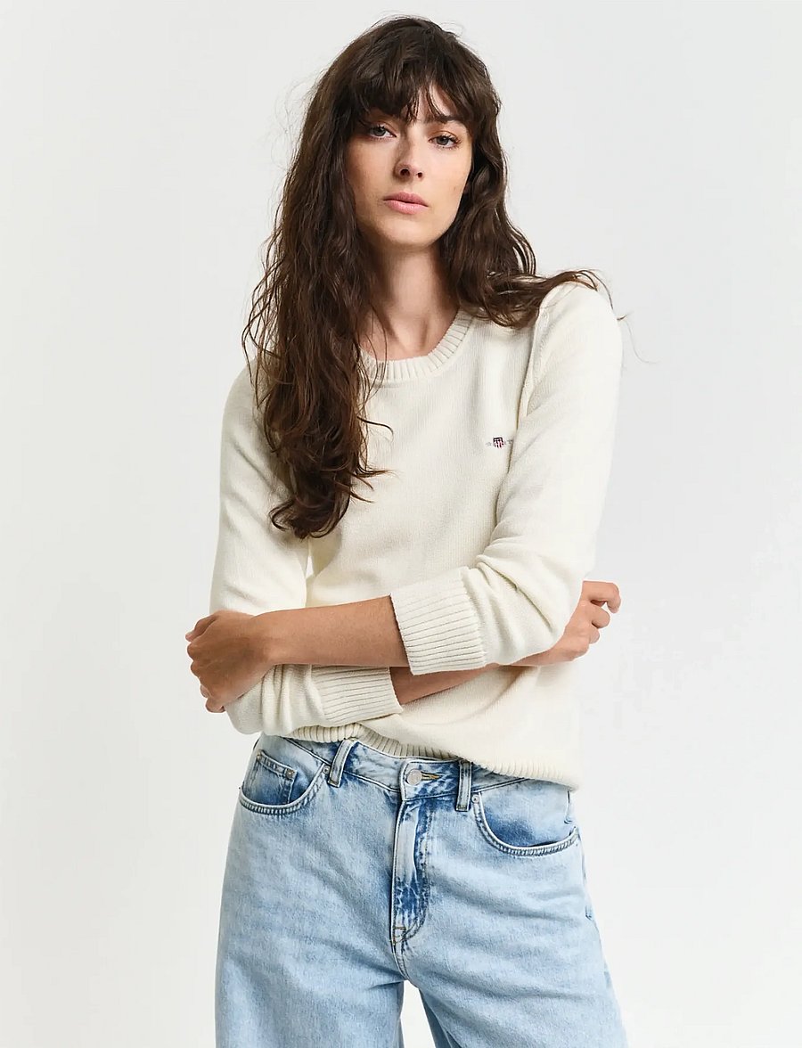 Gant - CLASSIC COTTON C-NECK - cream - 0