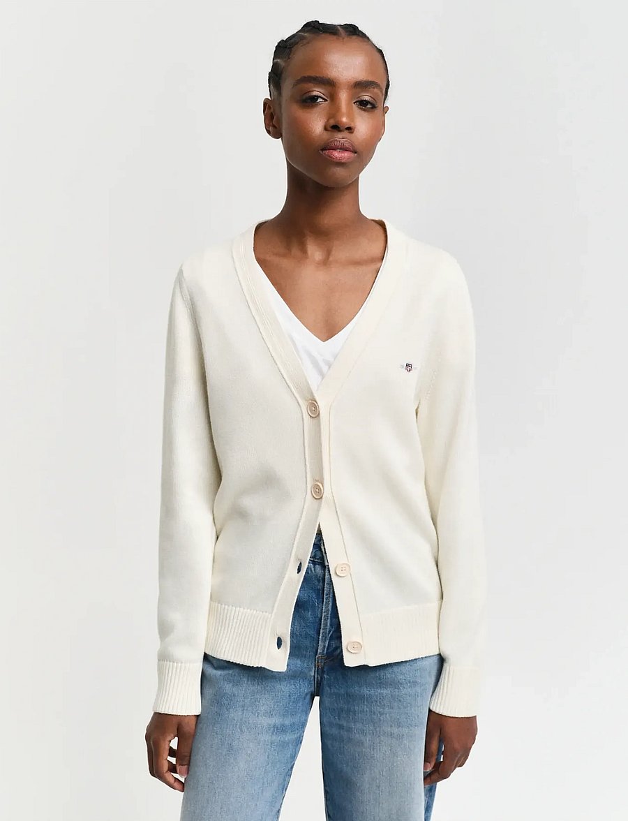 Gant - CLASSIC COTTON CARDIGAN - koftor - cream - 0