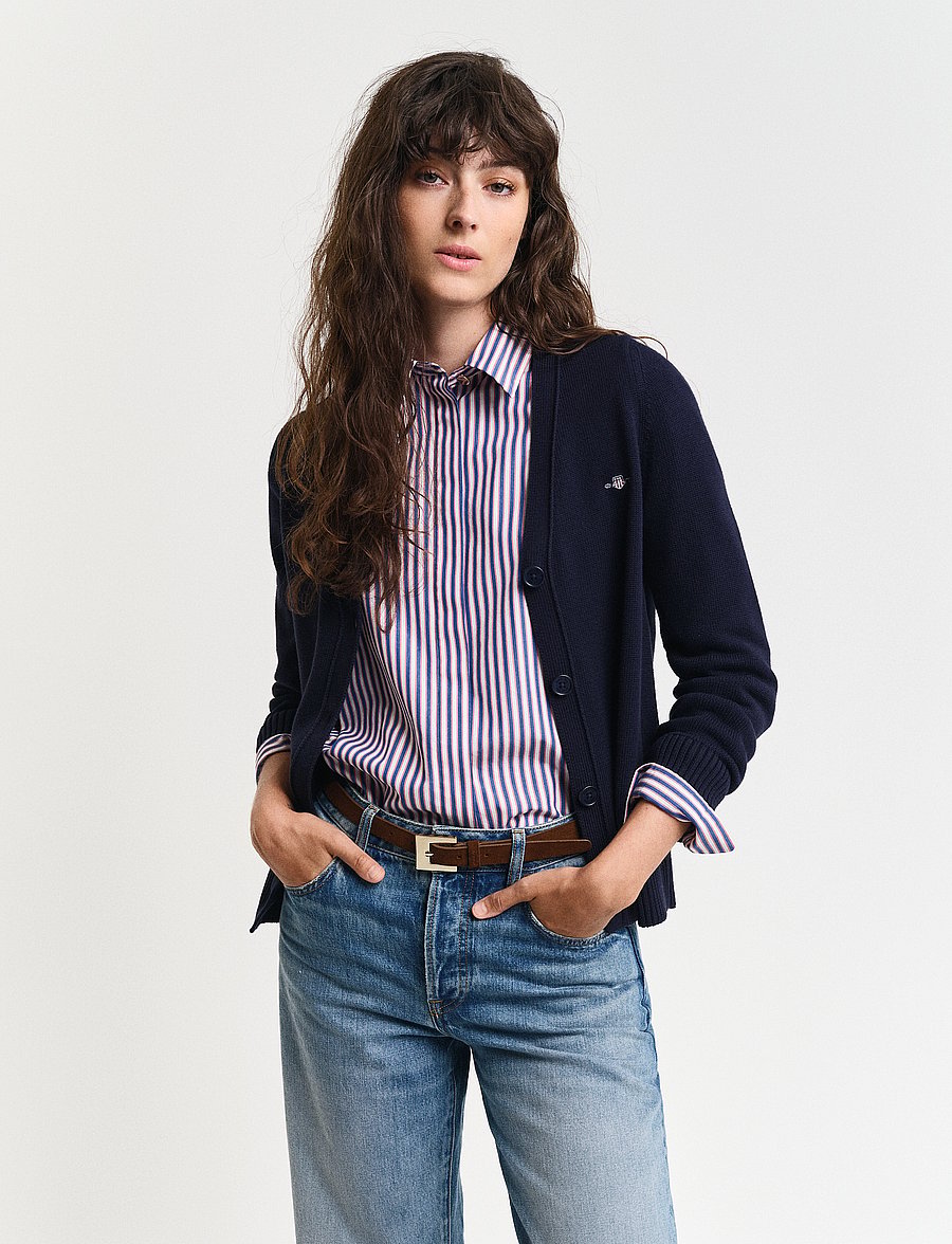 Gant - CLASSIC COTTON CARDIGAN - koftor - evening blue - 0