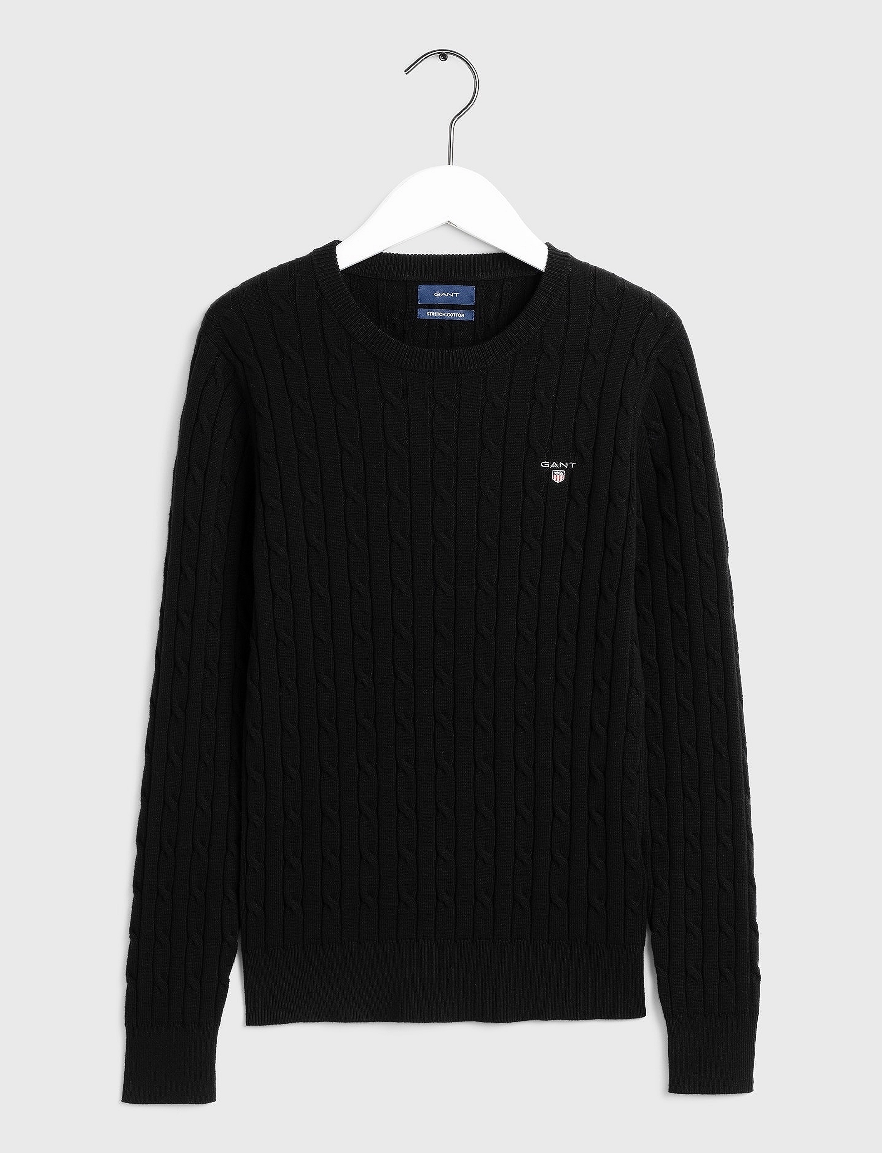 GANT - STRETCH COTTON CABLE C-NECK - black - 4