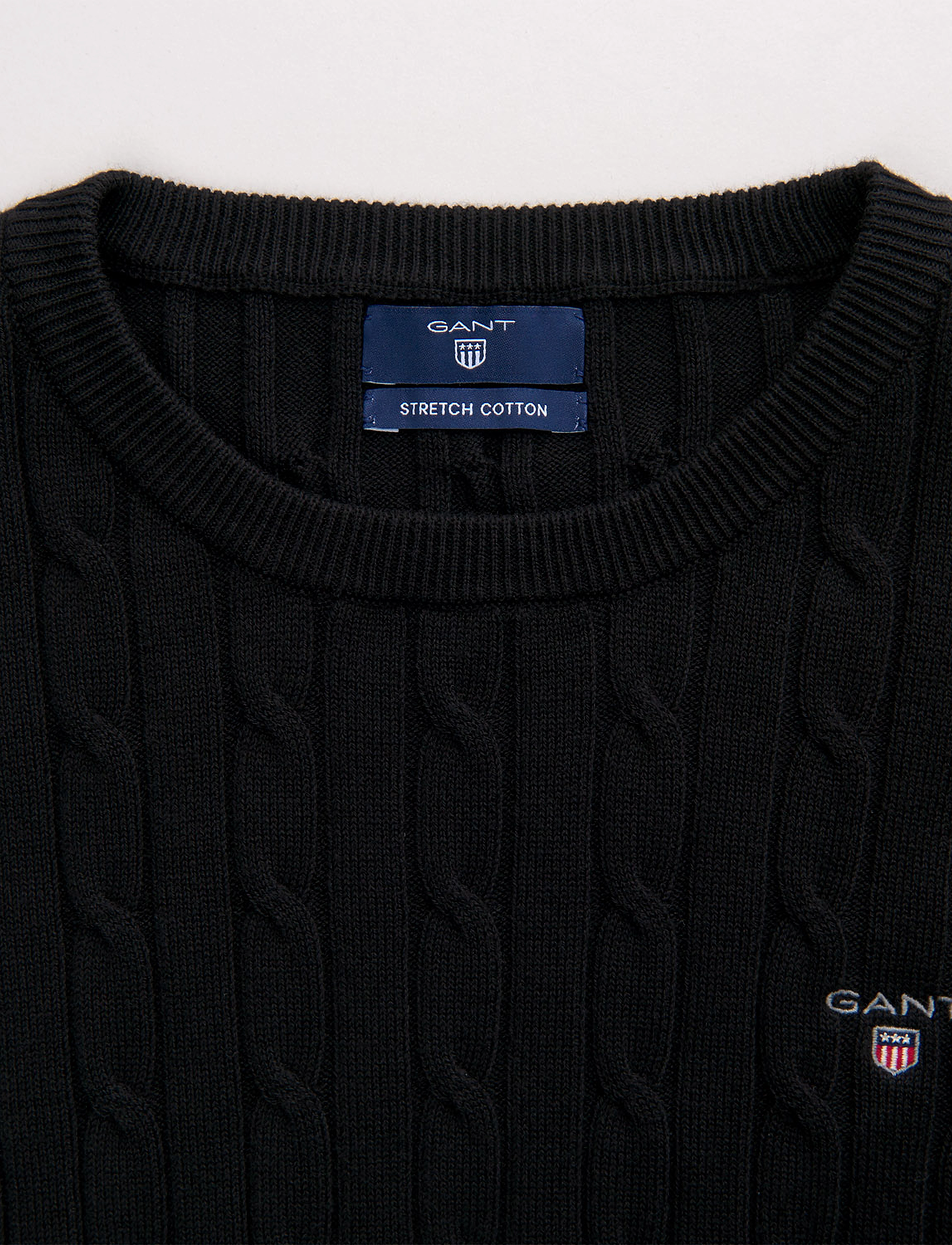 GANT - STRETCH COTTON CABLE C-NECK - black - 5
