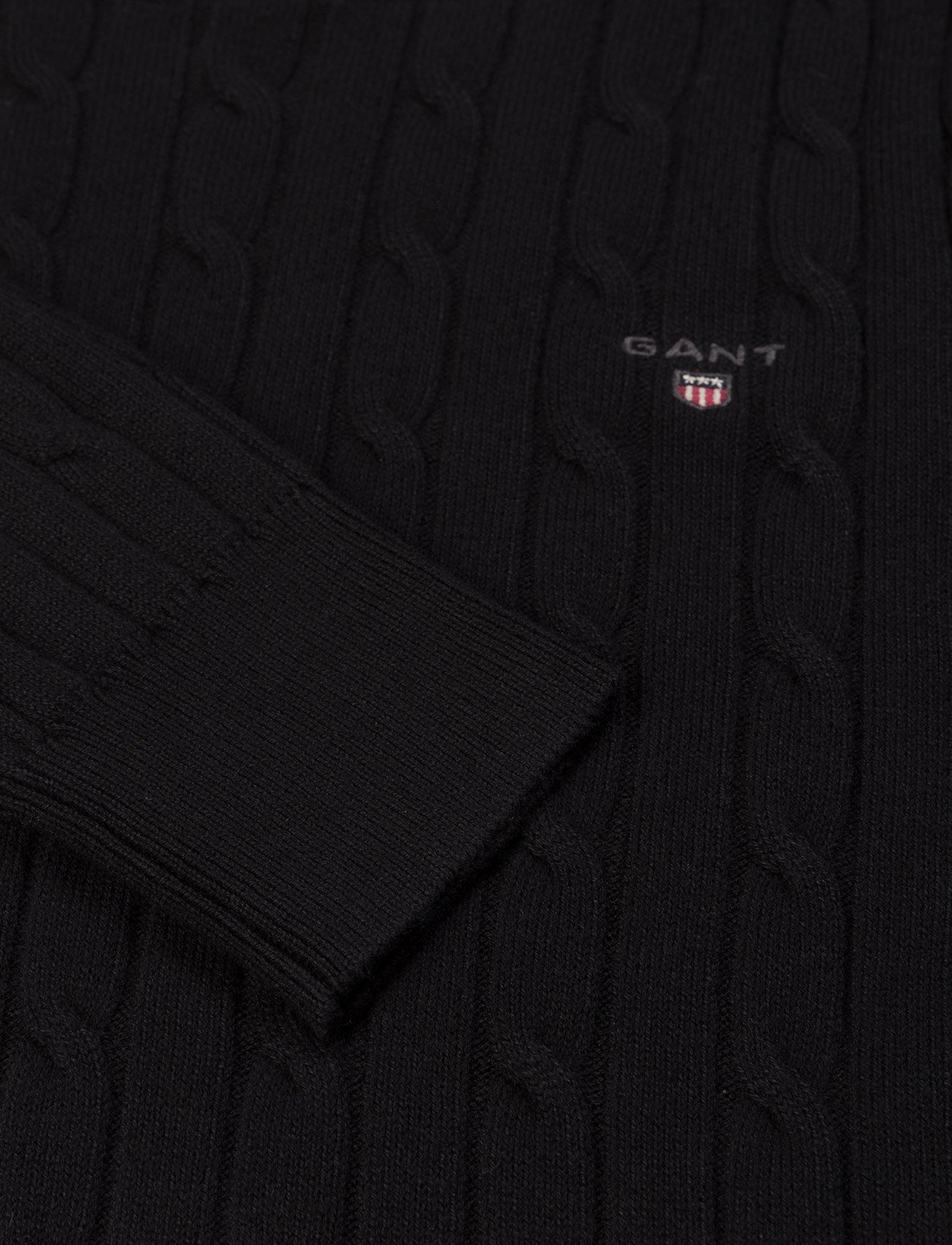 GANT - STRETCH COTTON CABLE C-NECK - black - 3