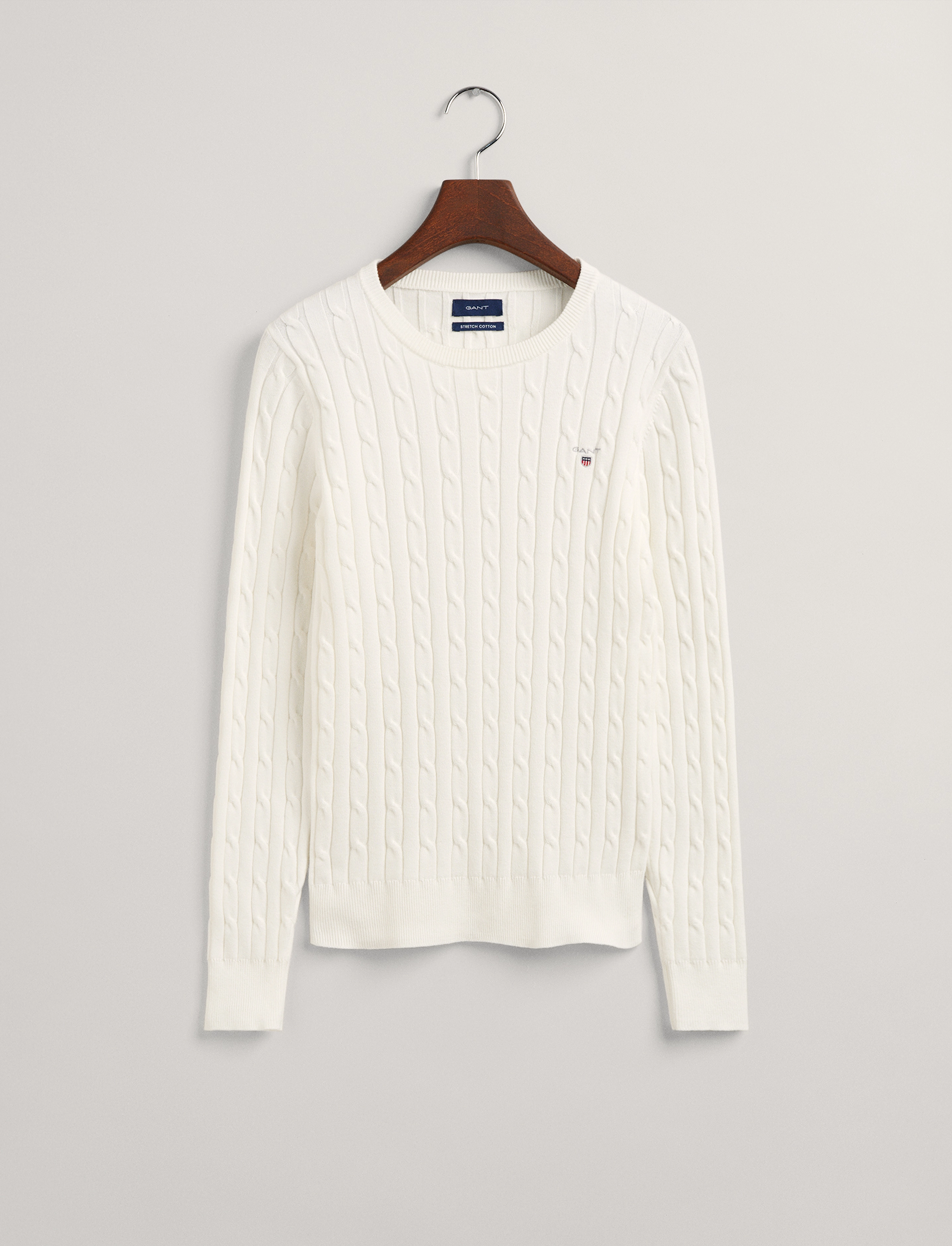 GANT - STRETCH COTTON CABLE C-NECK - eggshell - 3