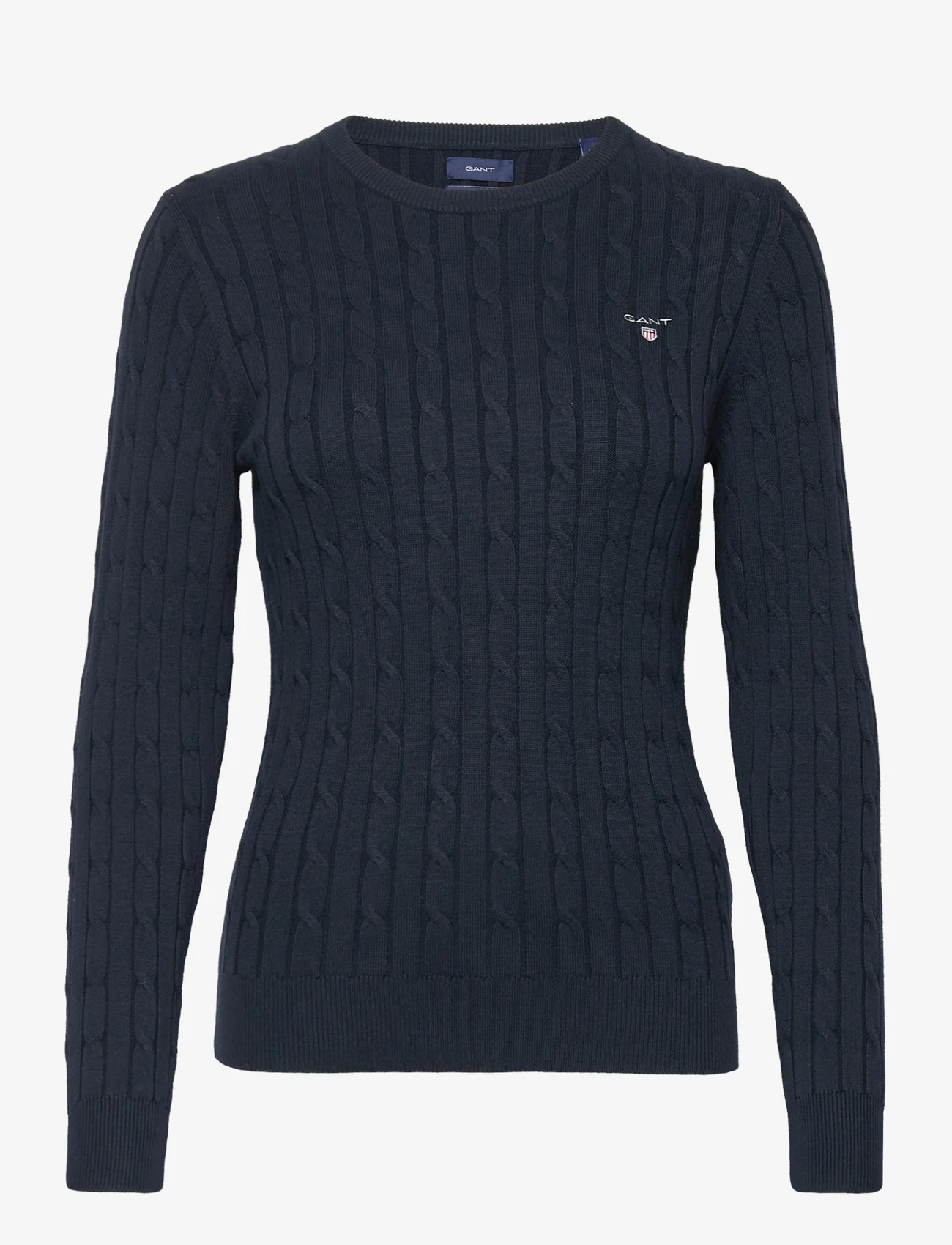 GANT - STRETCH COTTON CABLE C-NECK - jumpers - evening blue - 0