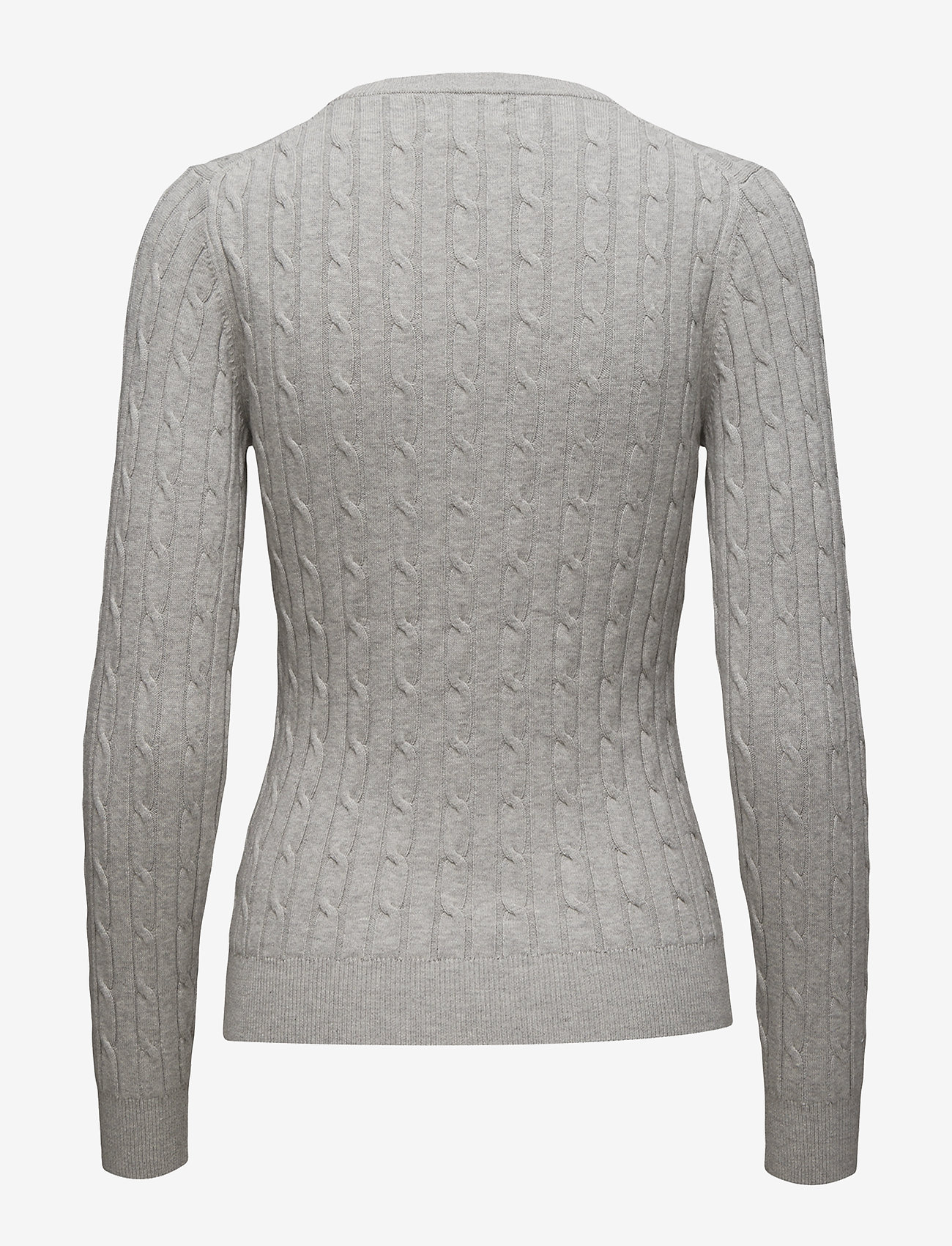 GANT - STRETCH COTTON CABLE C-NECK - light grey melange - 1