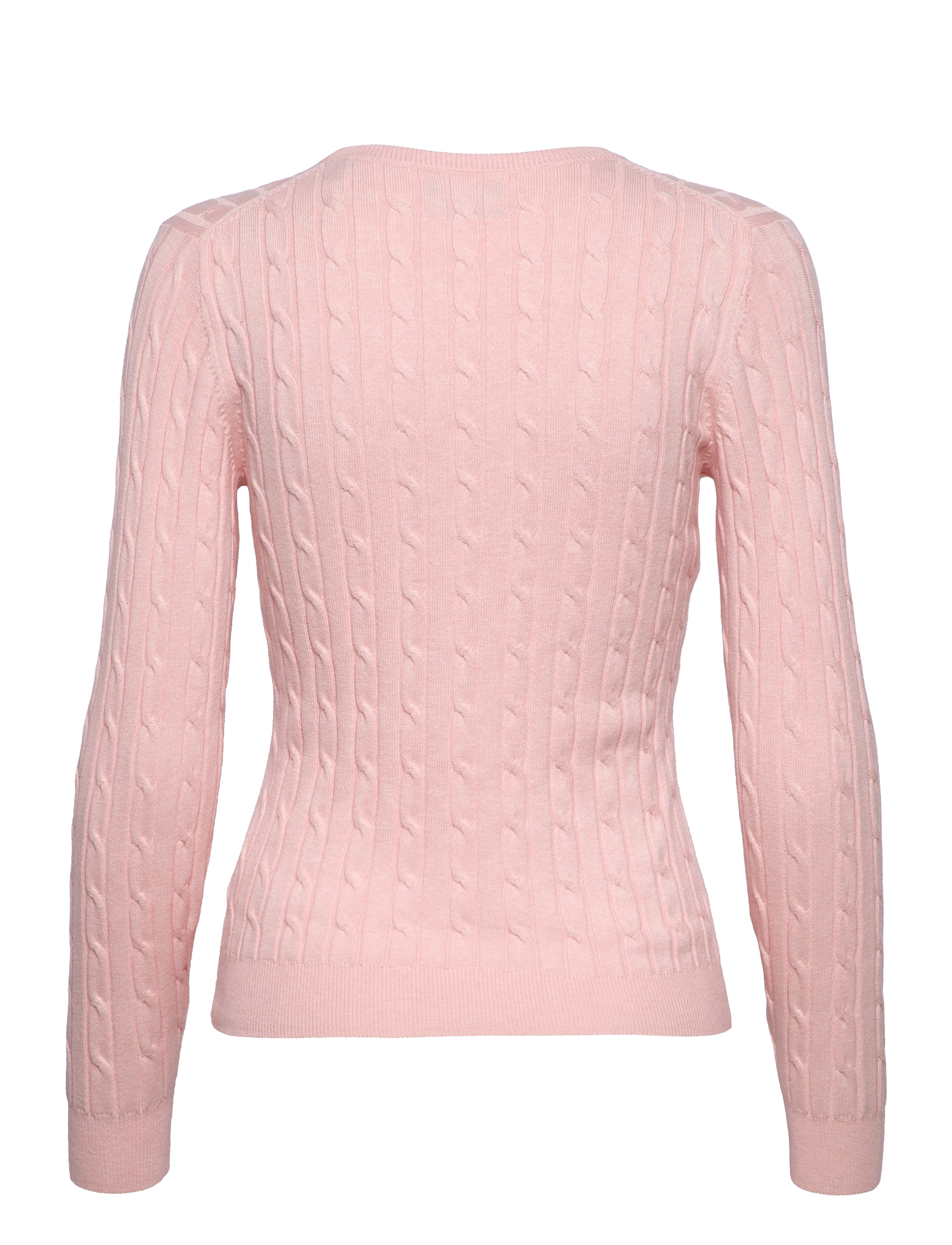 GANT - STRETCH COTTON CABLE C-NECK - light pink melange - 1