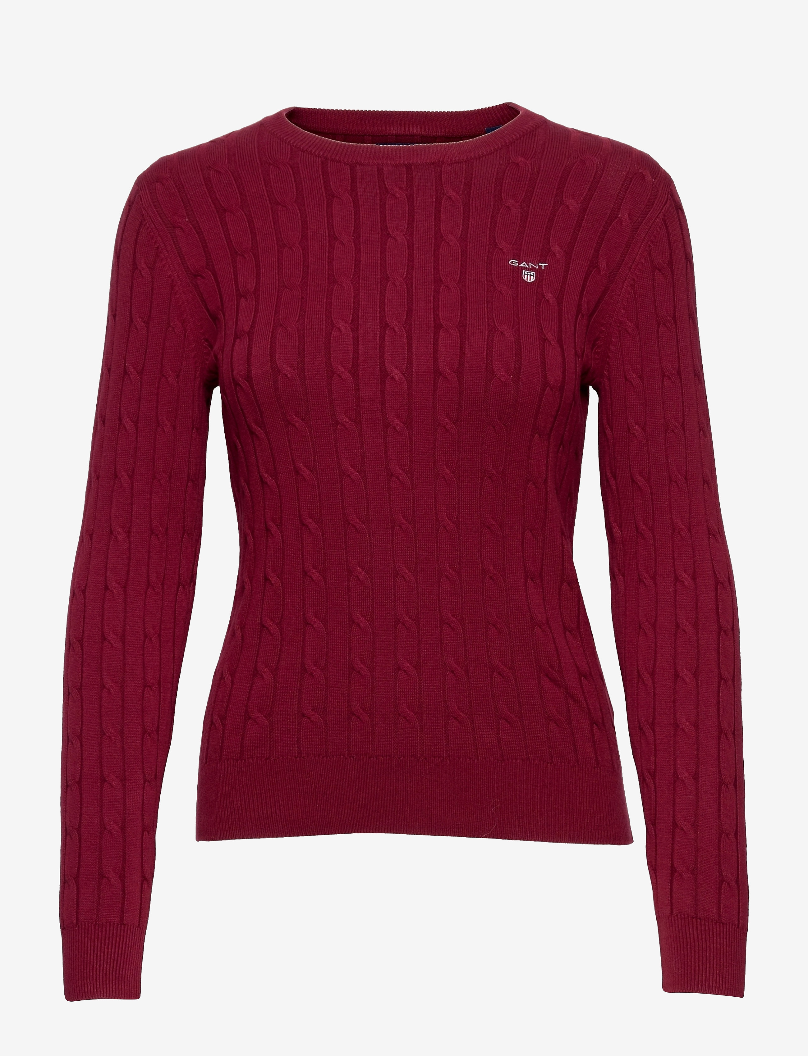 GANT - STRETCH COTTON CABLE C-NECK - plumped red - 0