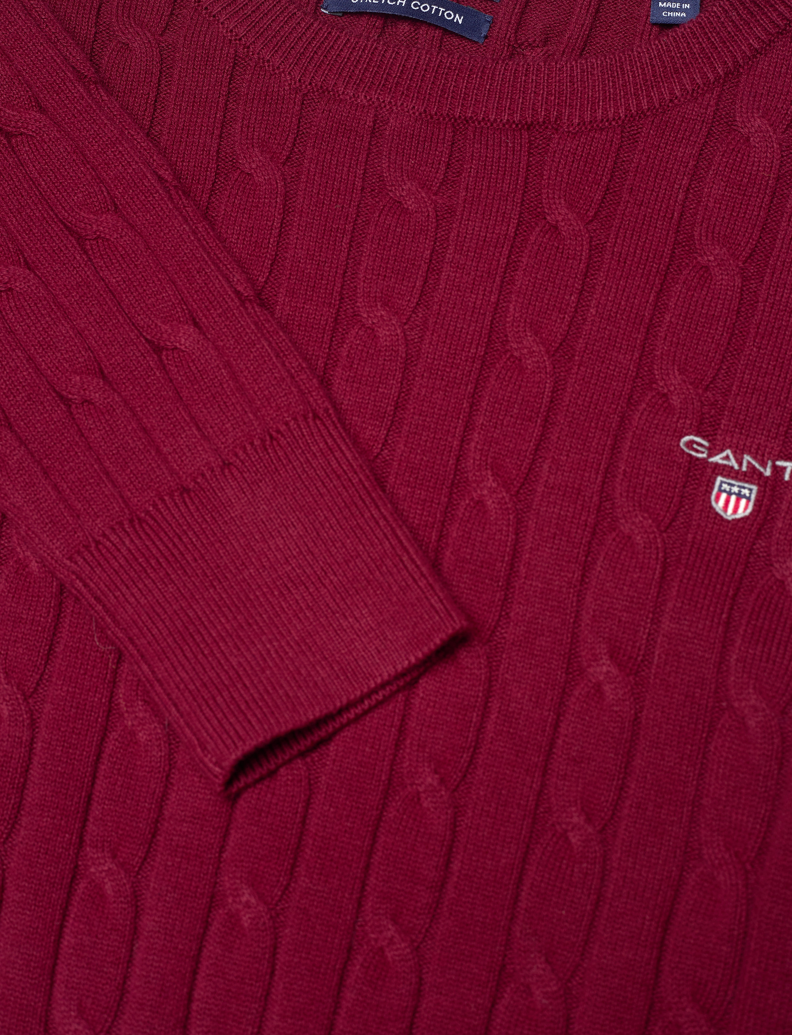 GANT - STRETCH COTTON CABLE C-NECK - plumped red - 2