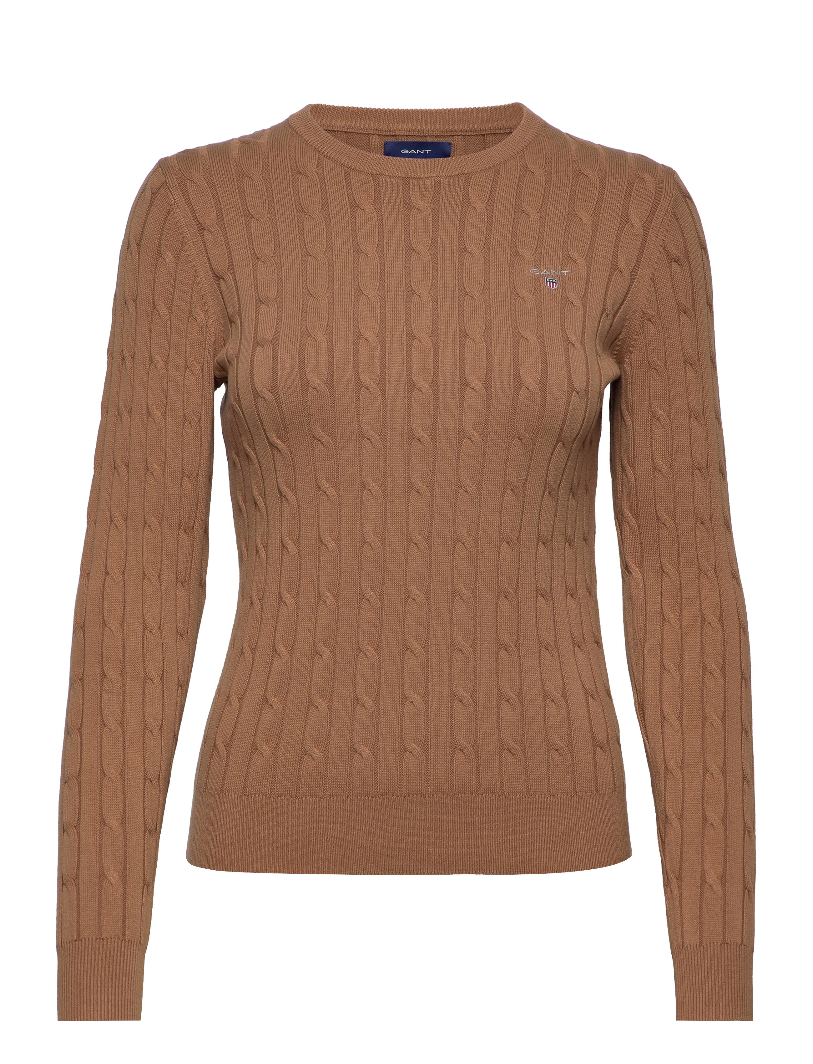 GANT - STRETCH COTTON CABLE C-NECK - roasted walnut - 0