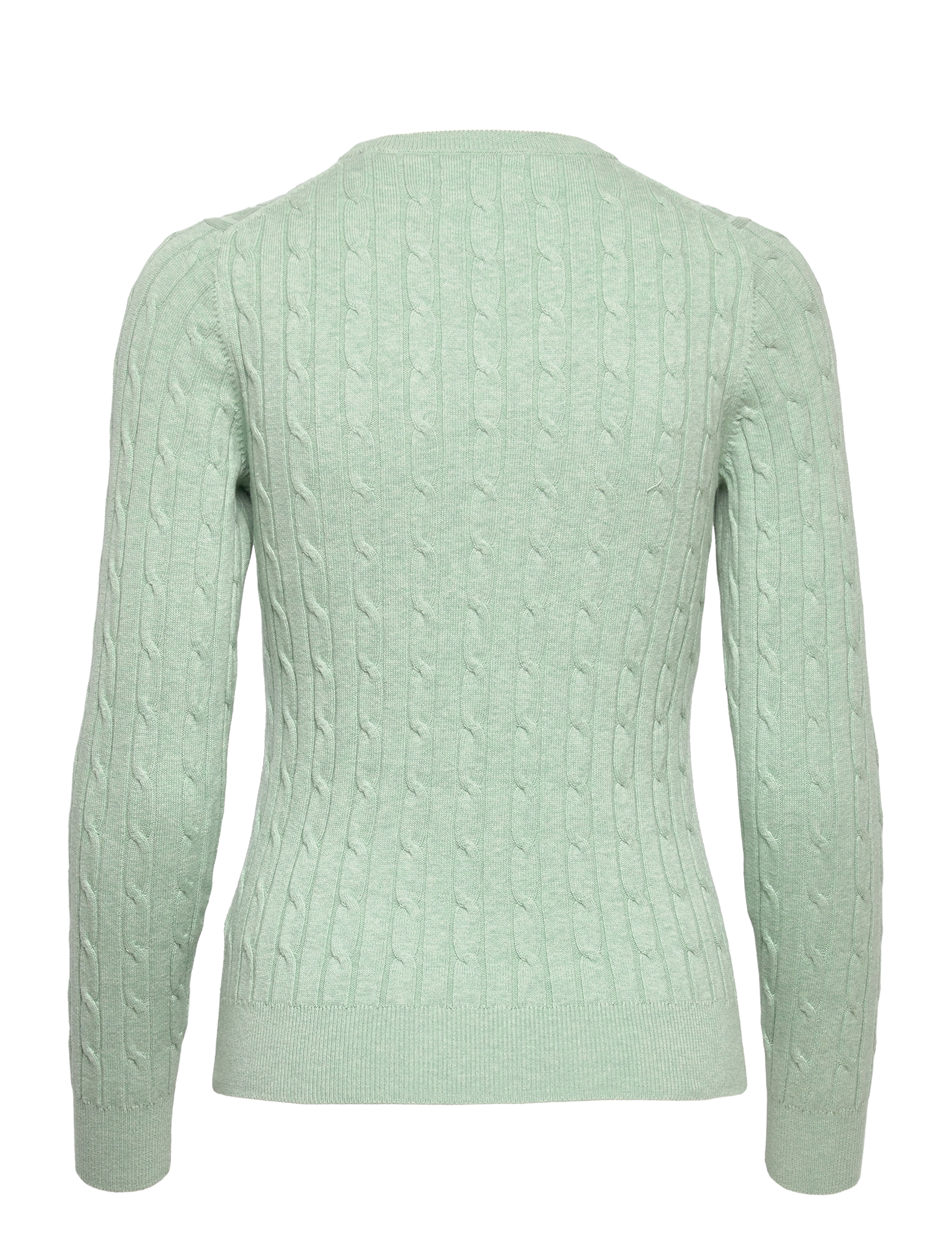 GANT - STRETCH COTTON CABLE C-NECK - soft green melange - 1