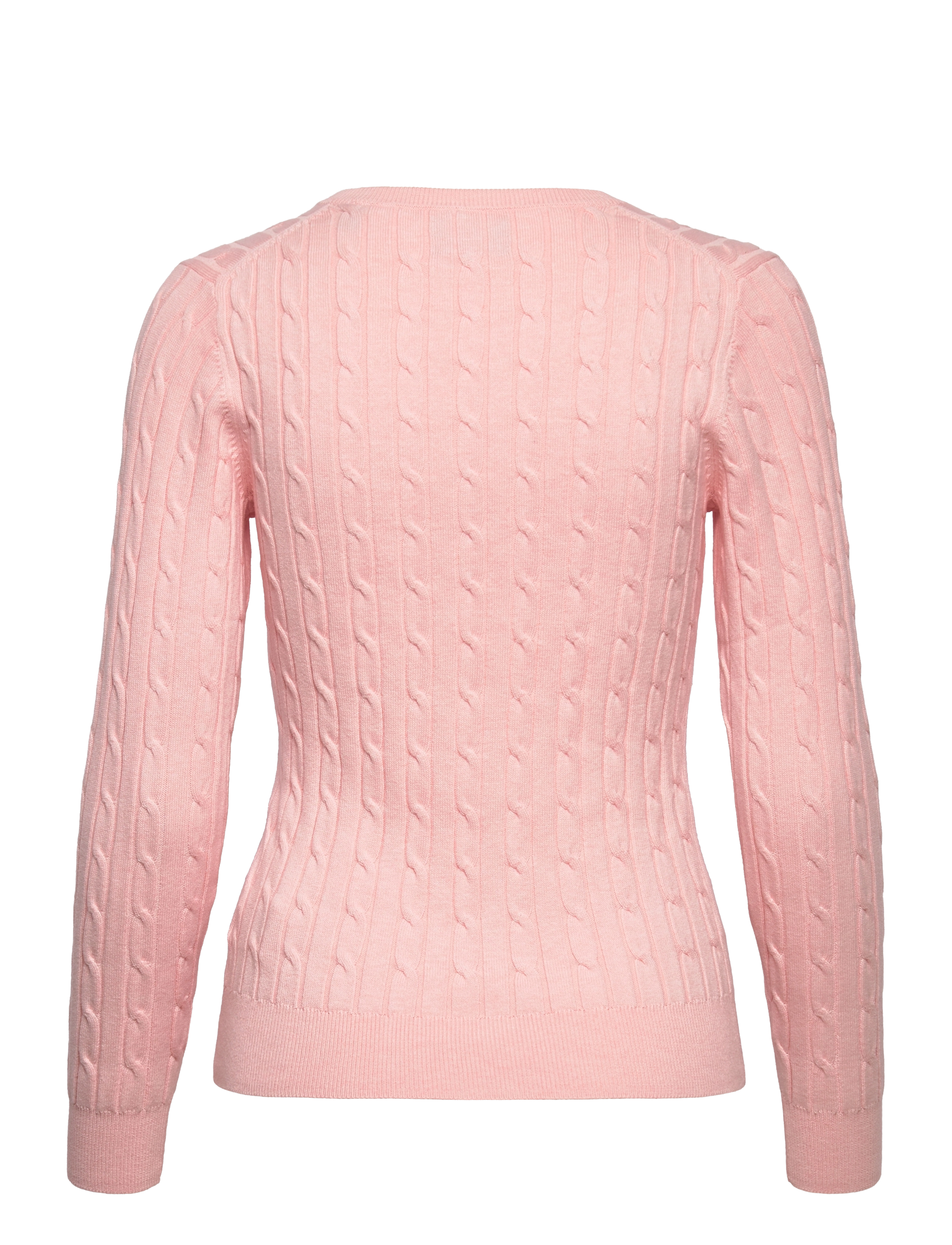 GANT - STRETCH COTTON CABLE V-NECK - light pink melange - 1