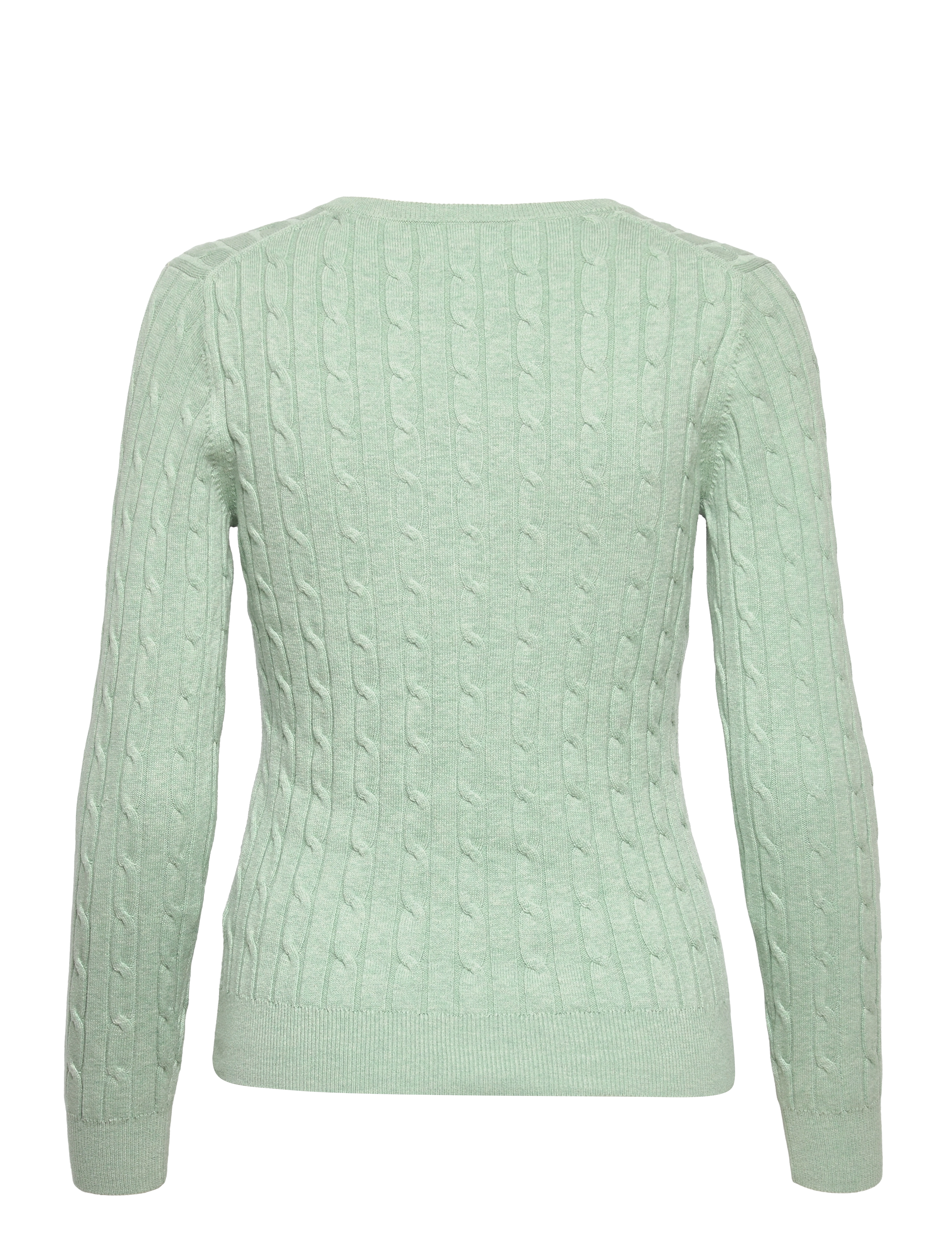 GANT - STRETCH COTTON CABLE V-NECK - soft green melange - 1