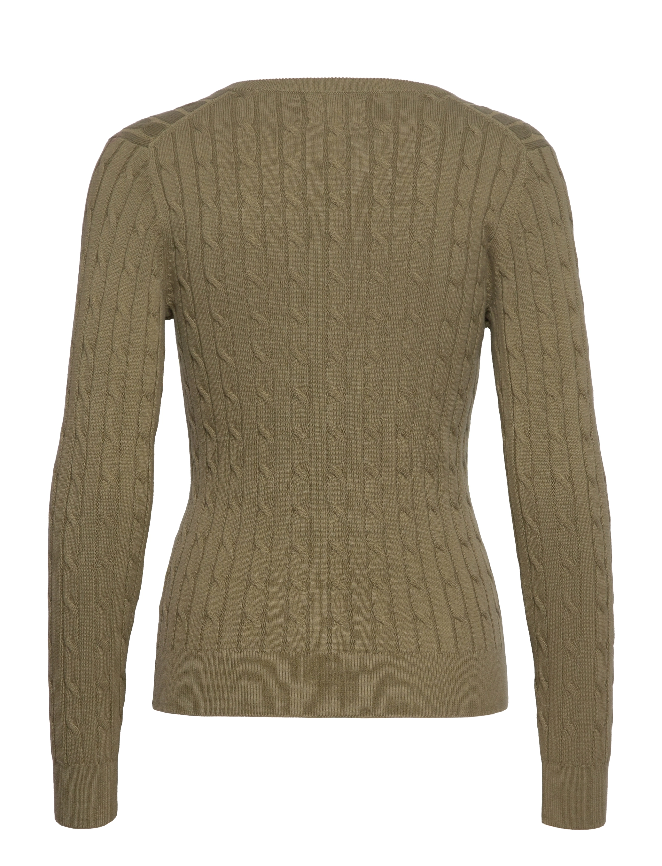 GANT - STRETCH COTTON CABLE V-NECK - utility green - 1