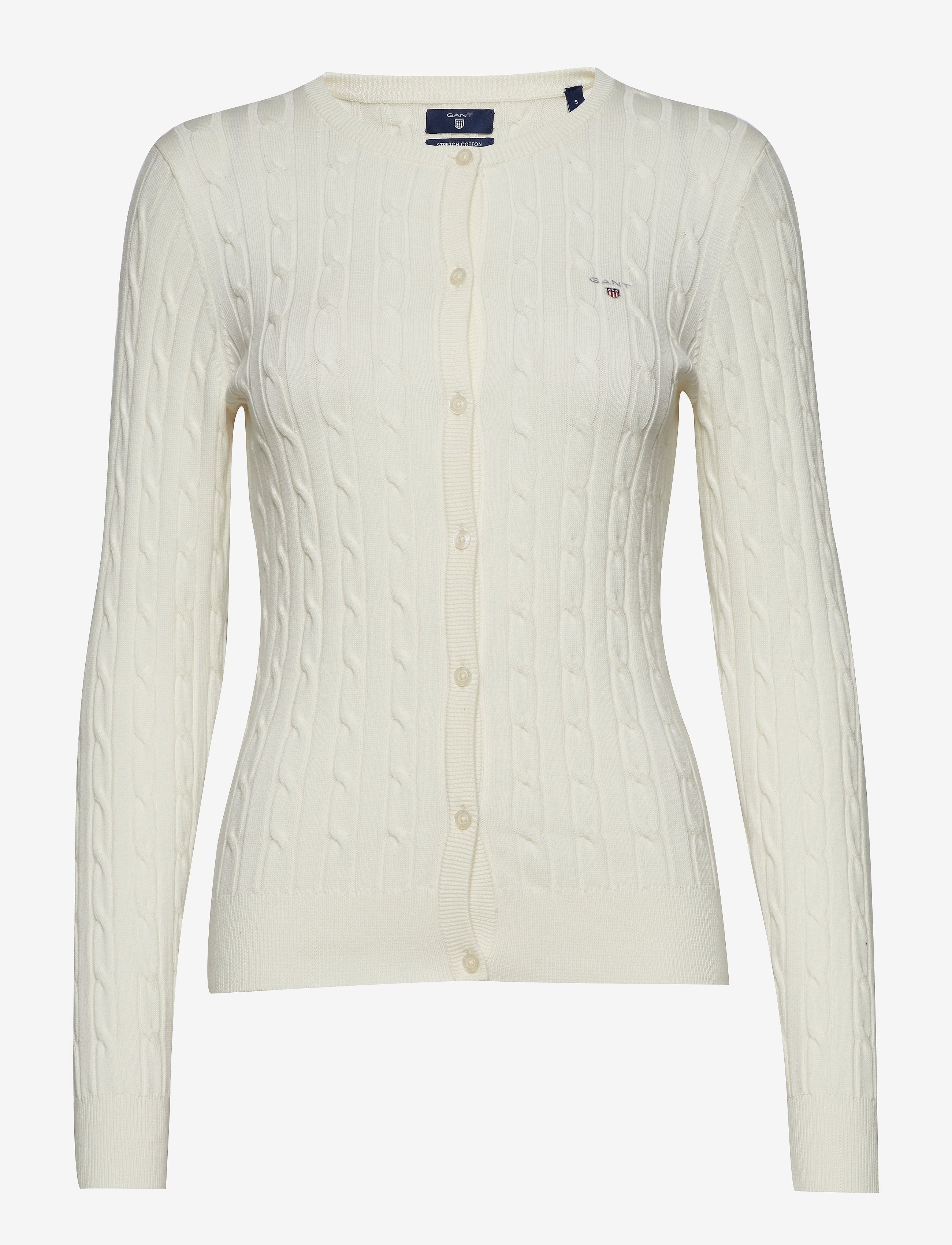 GANT - STRETCH COTTON CABLE CARDIGAN - eggshell - 0