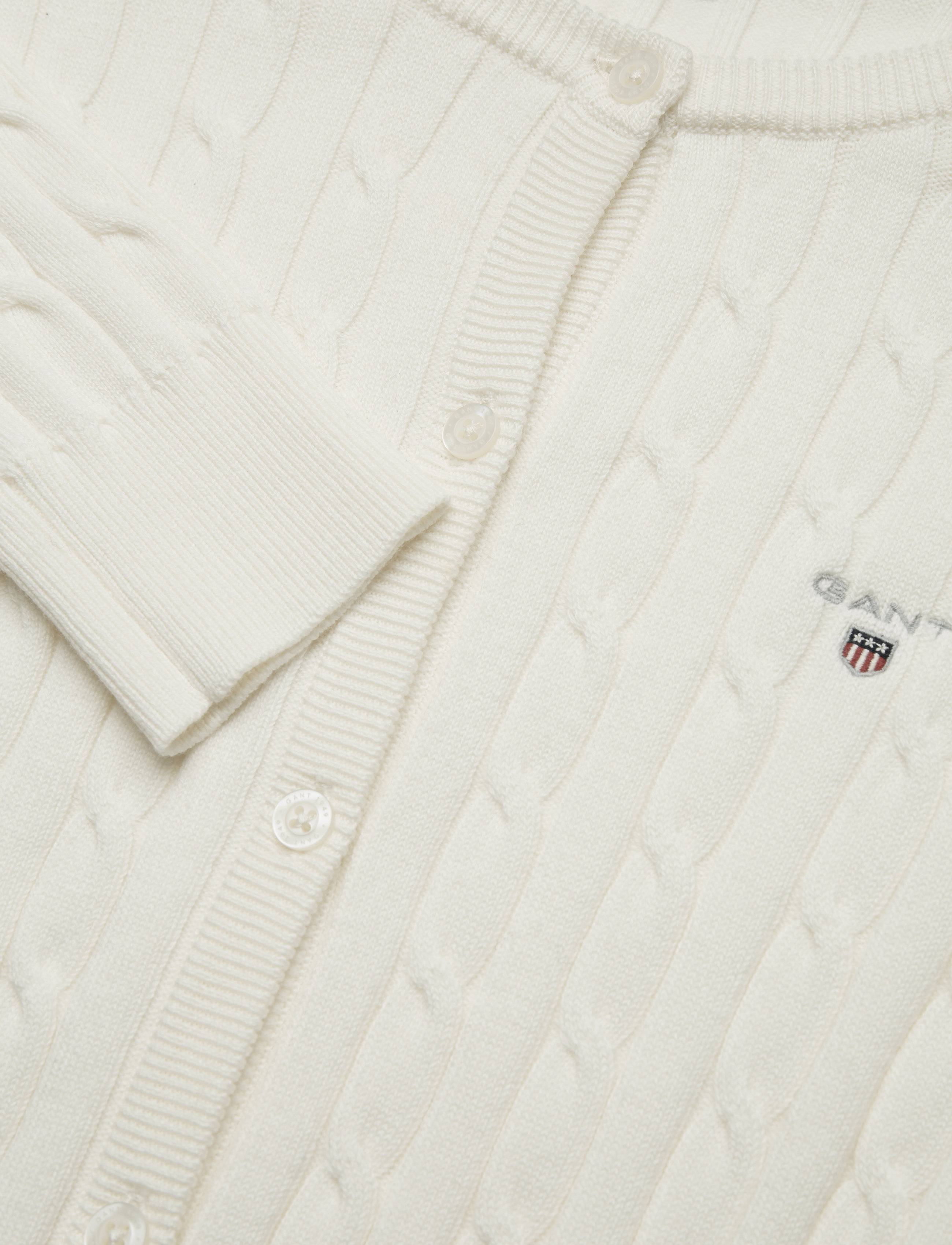 GANT - STRETCH COTTON CABLE CARDIGAN - eggshell - 2
