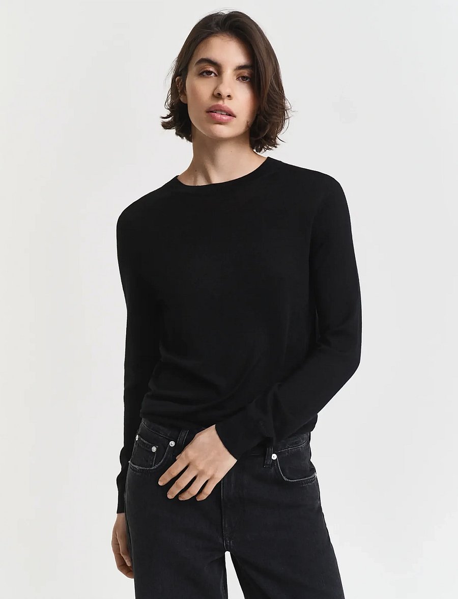Gant - EXTRAFINE MERINO WOOL C-NECK - pullover - black - 0