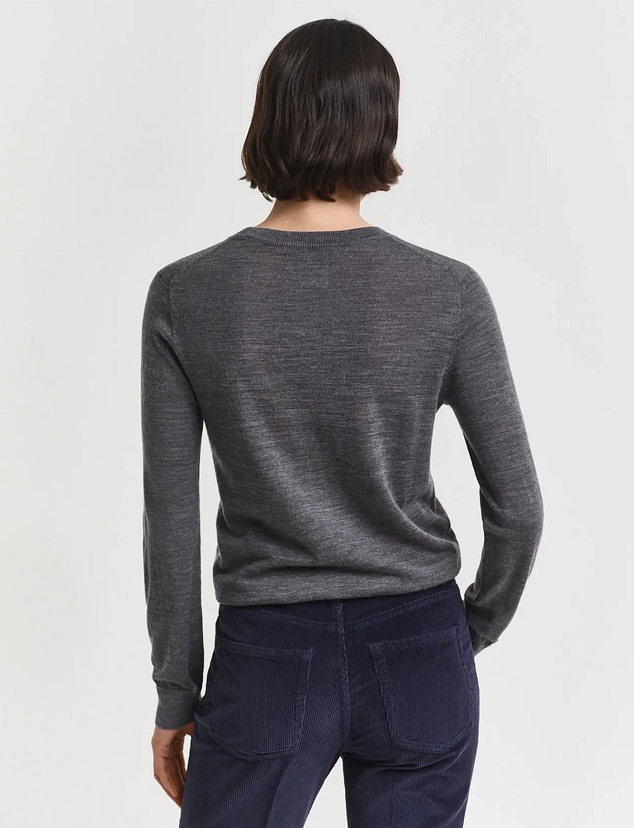 Gant - EXTRAFINE MERINO WOOL C-NECK - striktrøjer - charcoal melange - 2
