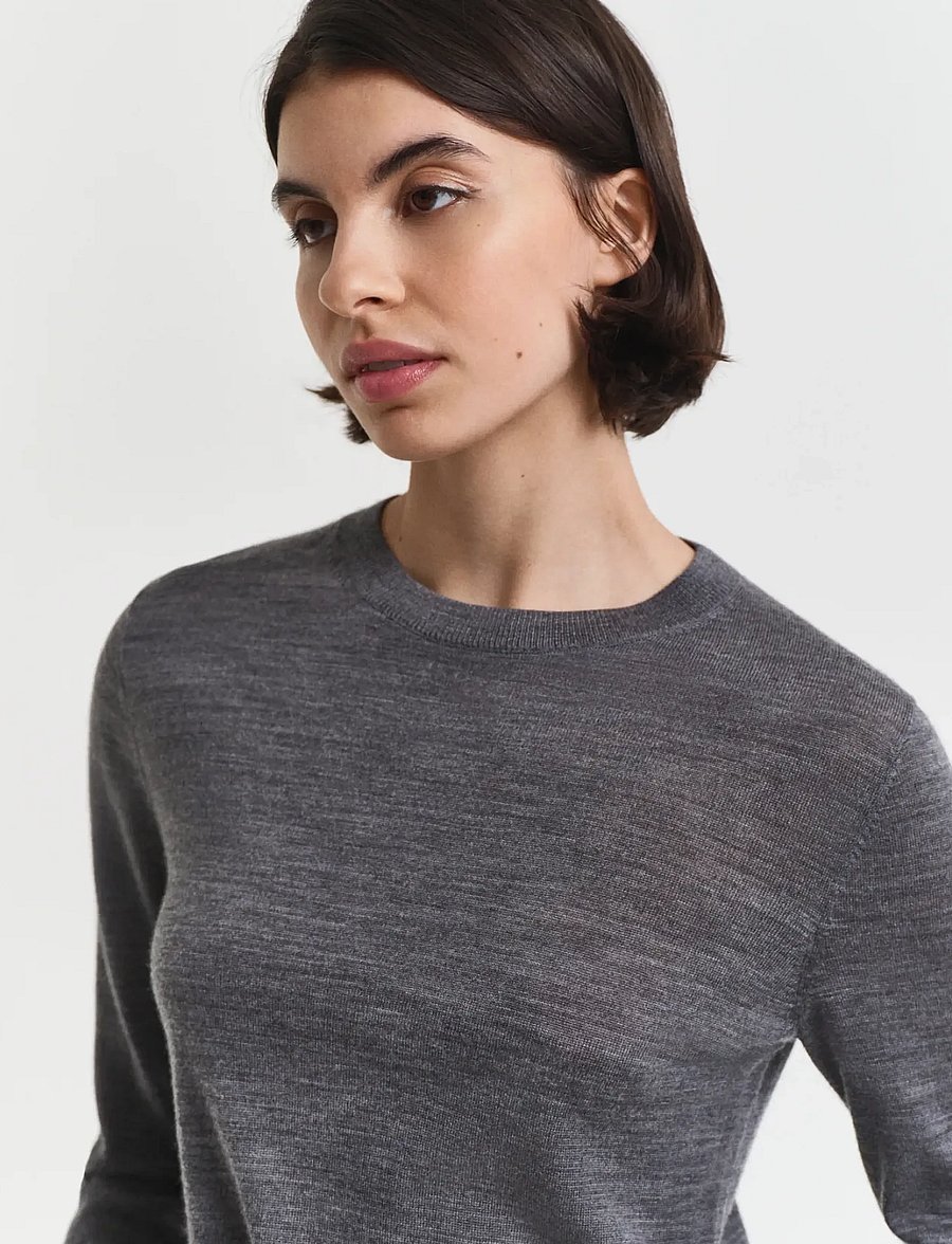 Gant - EXTRAFINE MERINO WOOL C-NECK - striktrøjer - charcoal melange - 3