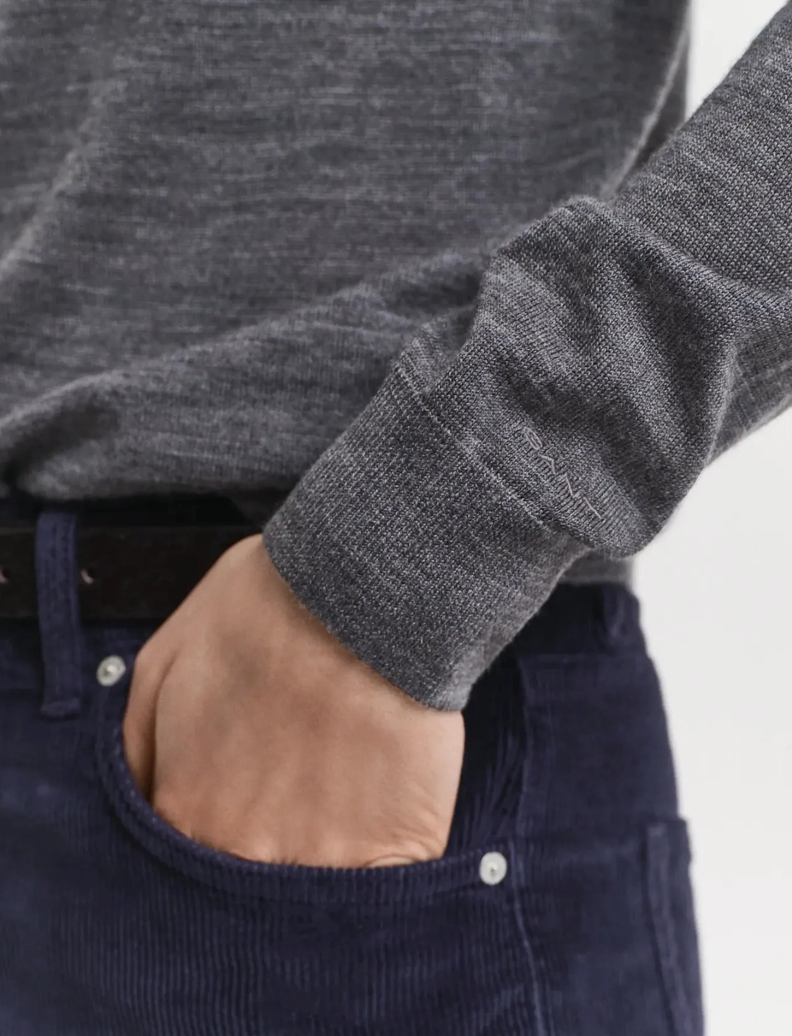 Gant - EXTRAFINE MERINO WOOL C-NECK - striktrøjer - charcoal melange - 5