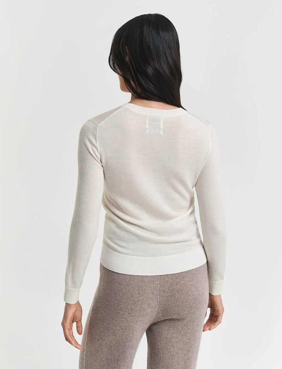 Gant - EXTRAFINE MERINO WOOL C-NECK - striktrøjer - cream - 3