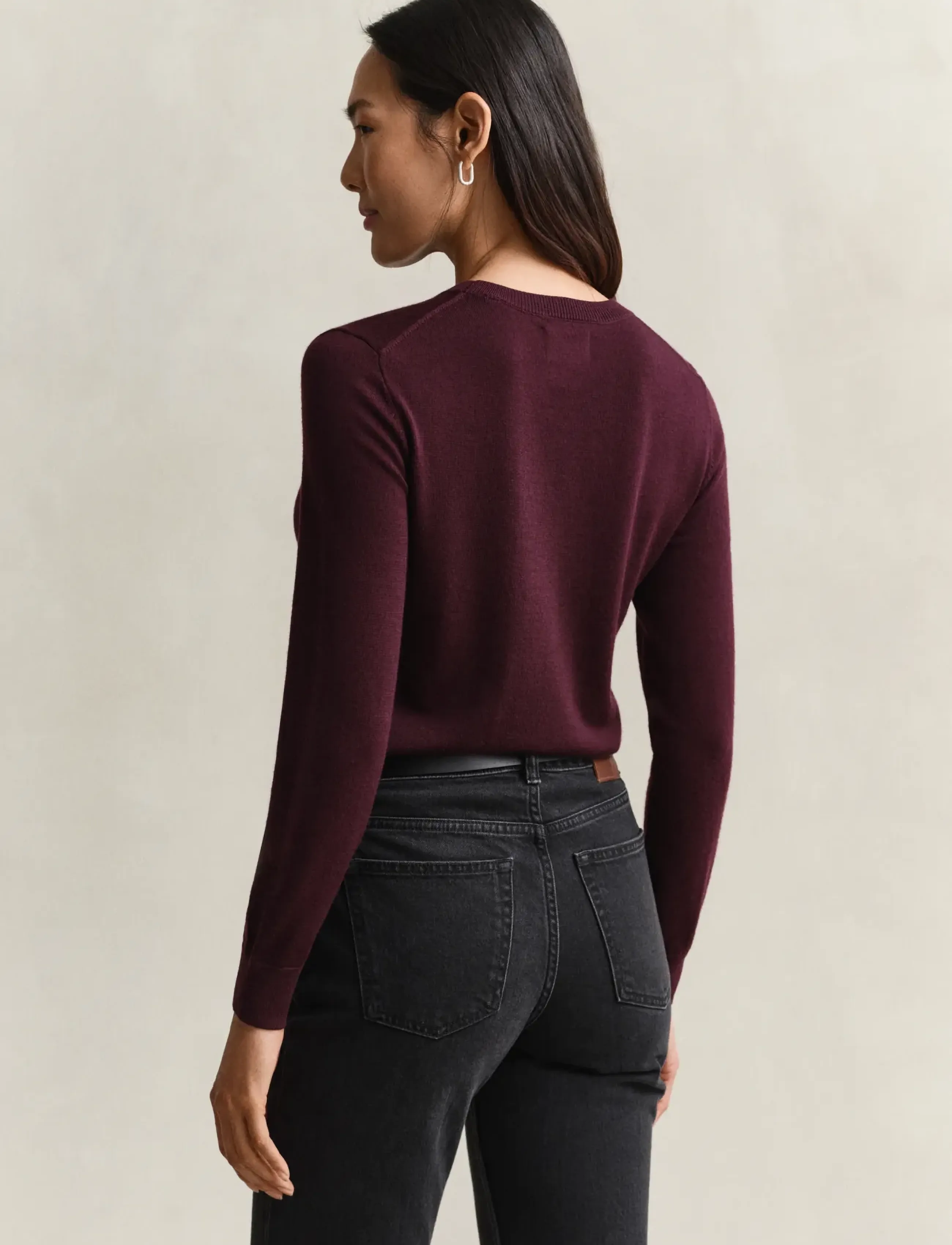 Gant - Merinowool Sweater - jumpers - darkened wine - 0