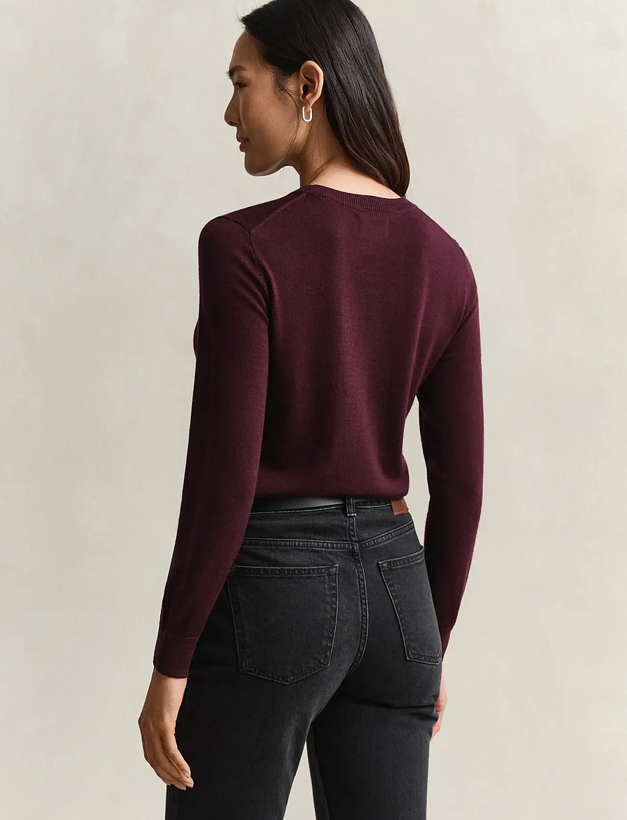 Gant - Merinowool Sweater - jumpers - darkened wine - 0