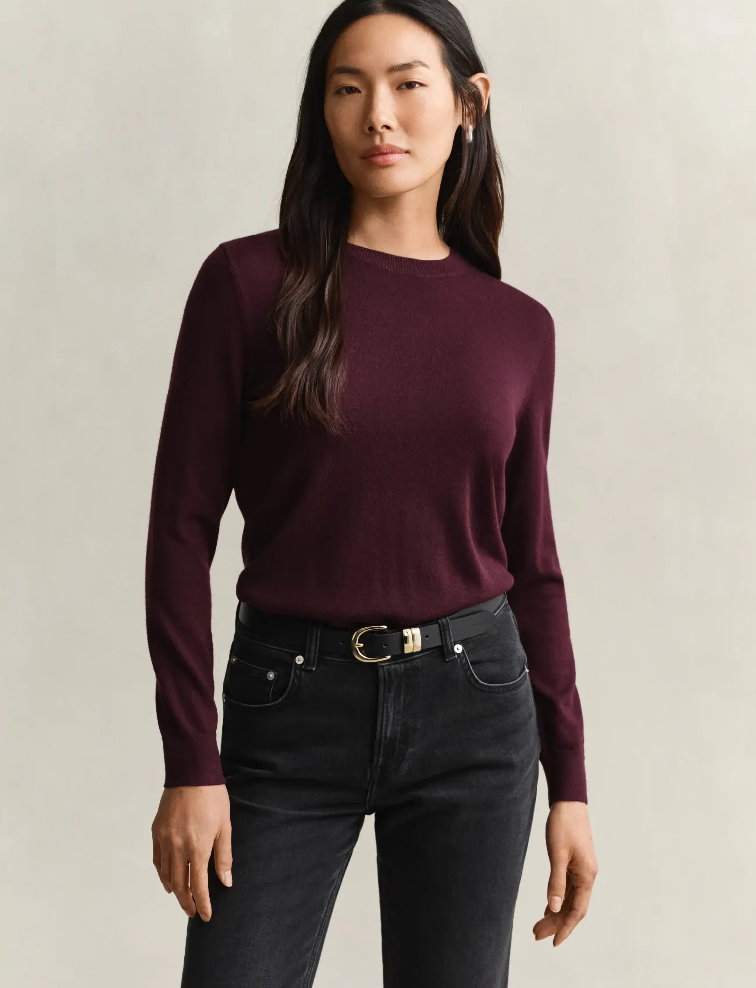 Gant - Merinowool Sweater - jumpers - darkened wine - 2