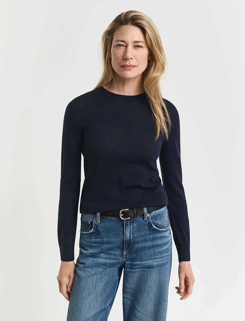 GANT - EXTRAFINE MERINO WOOL C-NECK - striktrøjer - evening blue - 0