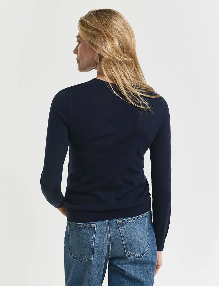 Gant - EXTRAFINE MERINO WOOL C-NECK - pullover - evening blue - 3