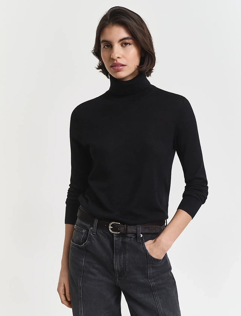 GANT - EXTRAFINE MERINO WOOL TURTLENECK - turtlenecks - black - 0