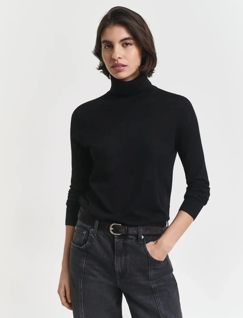 GANT - EXTRAFINE MERINO WOOL TURTLENECK - turtlenecks - black - 3