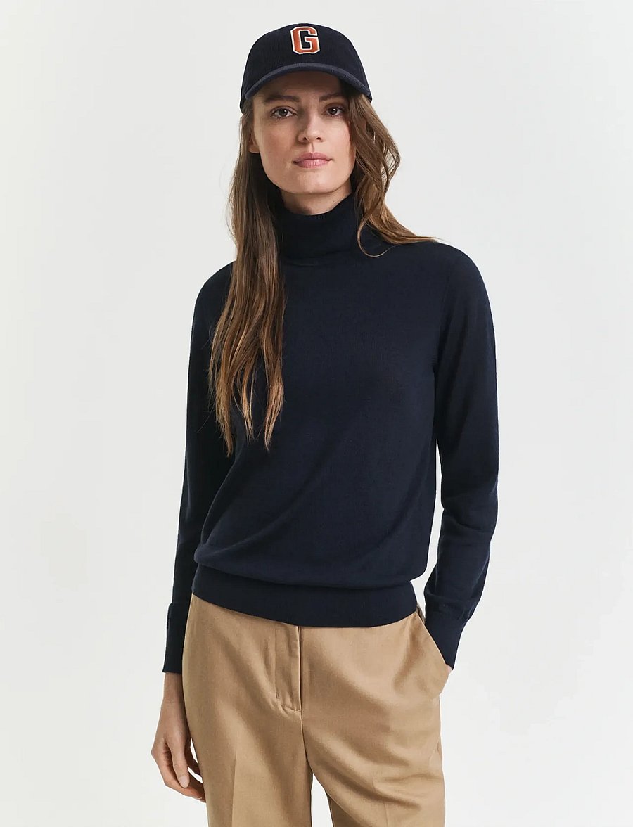 Gant - EXTRAFINE MERINO WOOL TURTLENECK - rullekraver - evening blue - 0