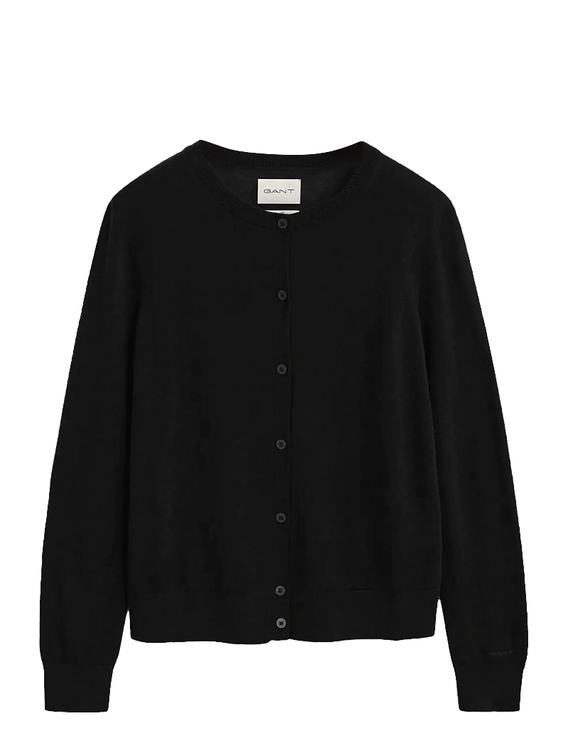 GANT - EXTRAFINE MERINO WOOL CARDIGAN - cardigans - black - 1