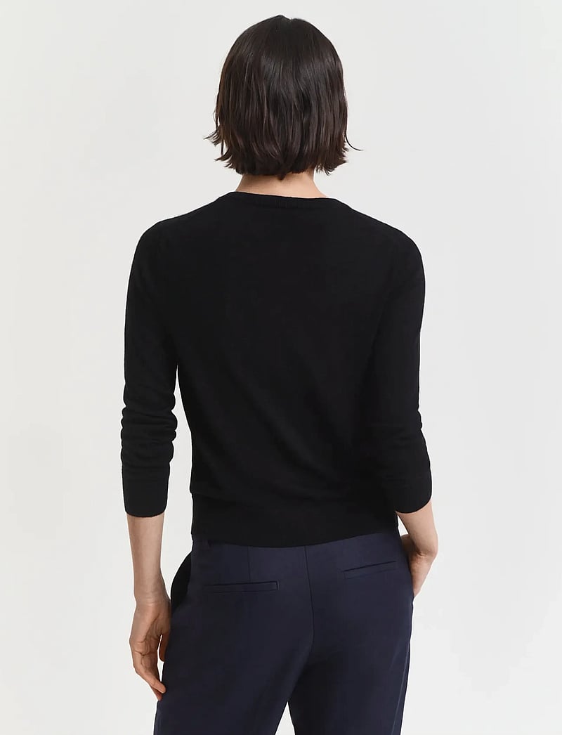 GANT - EXTRAFINE MERINO WOOL CARDIGAN - cardigans - black - 2