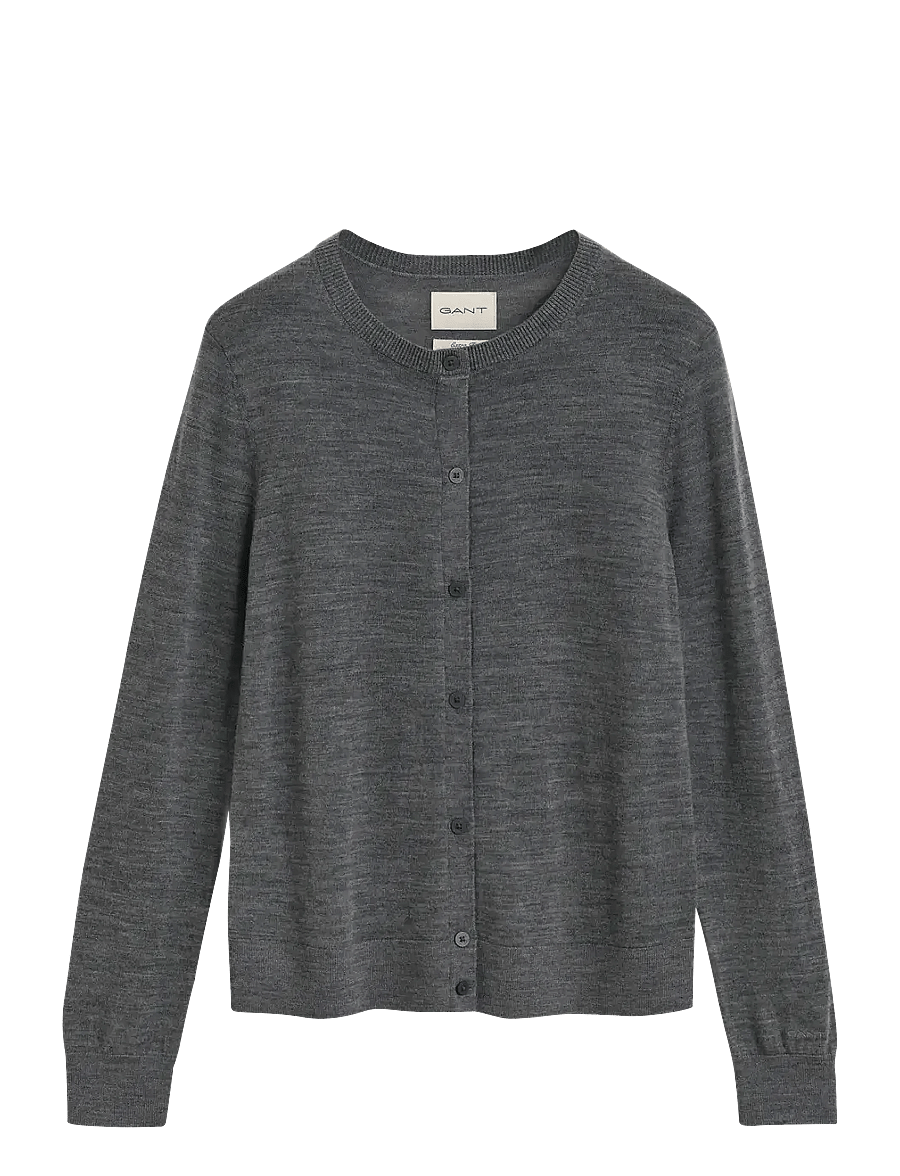 Gant - EXTRAFINE MERINO WOOL CARDIGAN - cardigans - charcoal melange - 1
