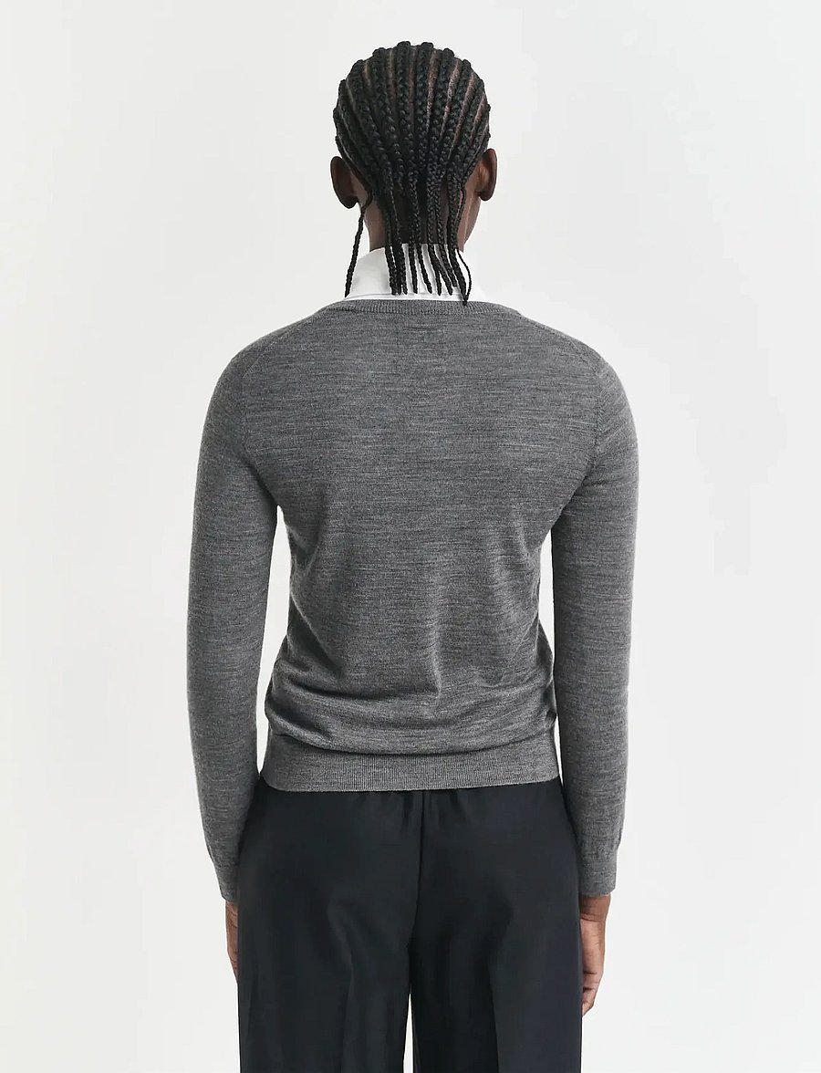 Gant - EXTRAFINE MERINO WOOL CARDIGAN - cardigans - charcoal melange - 2