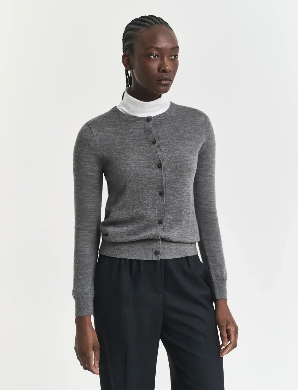 GANT - EXTRAFINE MERINO WOOL CARDIGAN - koftor - charcoal melange - 3