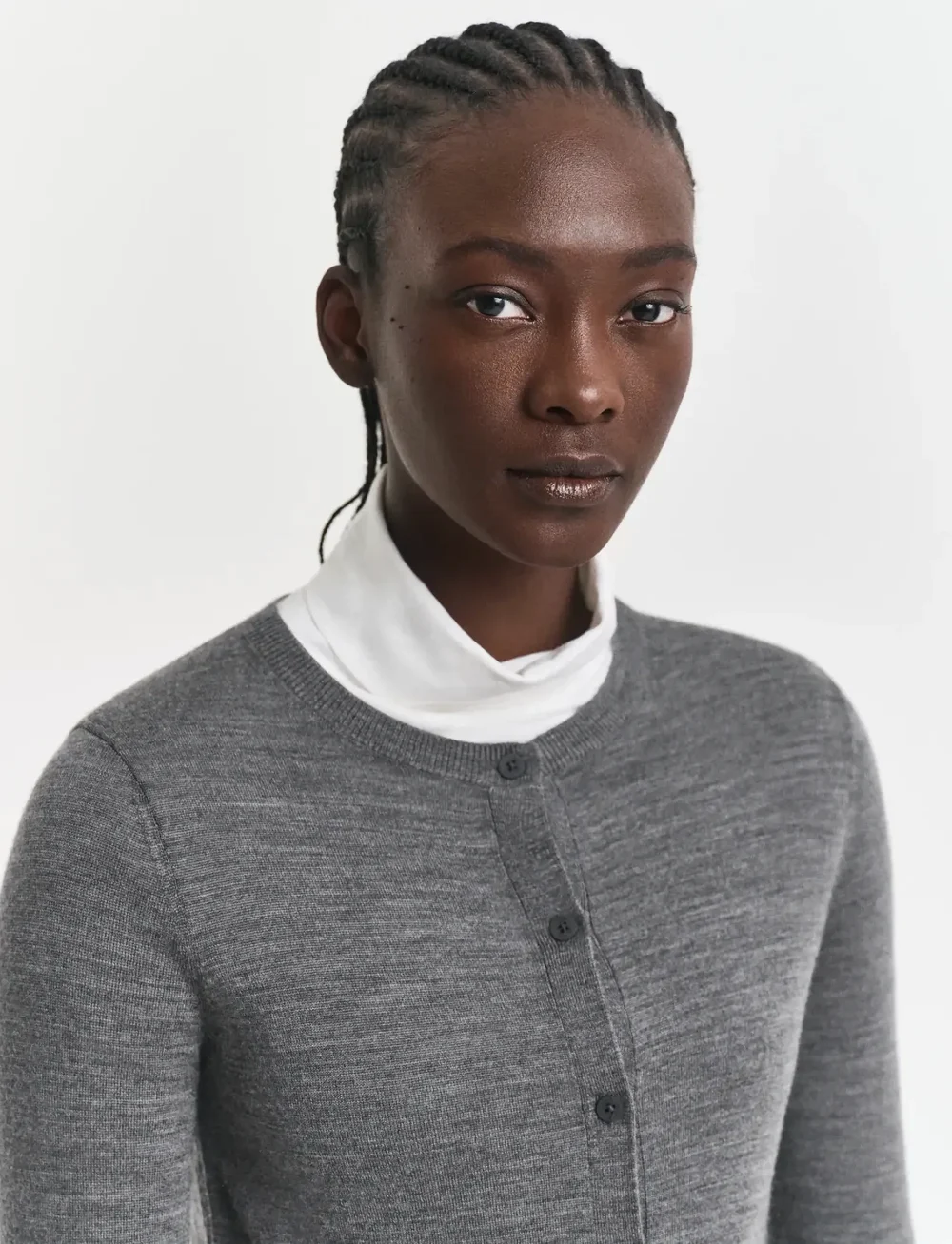 GANT - EXTRAFINE MERINO WOOL CARDIGAN - koftor - charcoal melange - 4