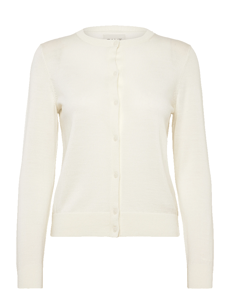 GANT - EXTRAFINE MERINO WOOL CARDIGAN - cardigans - cream - 0