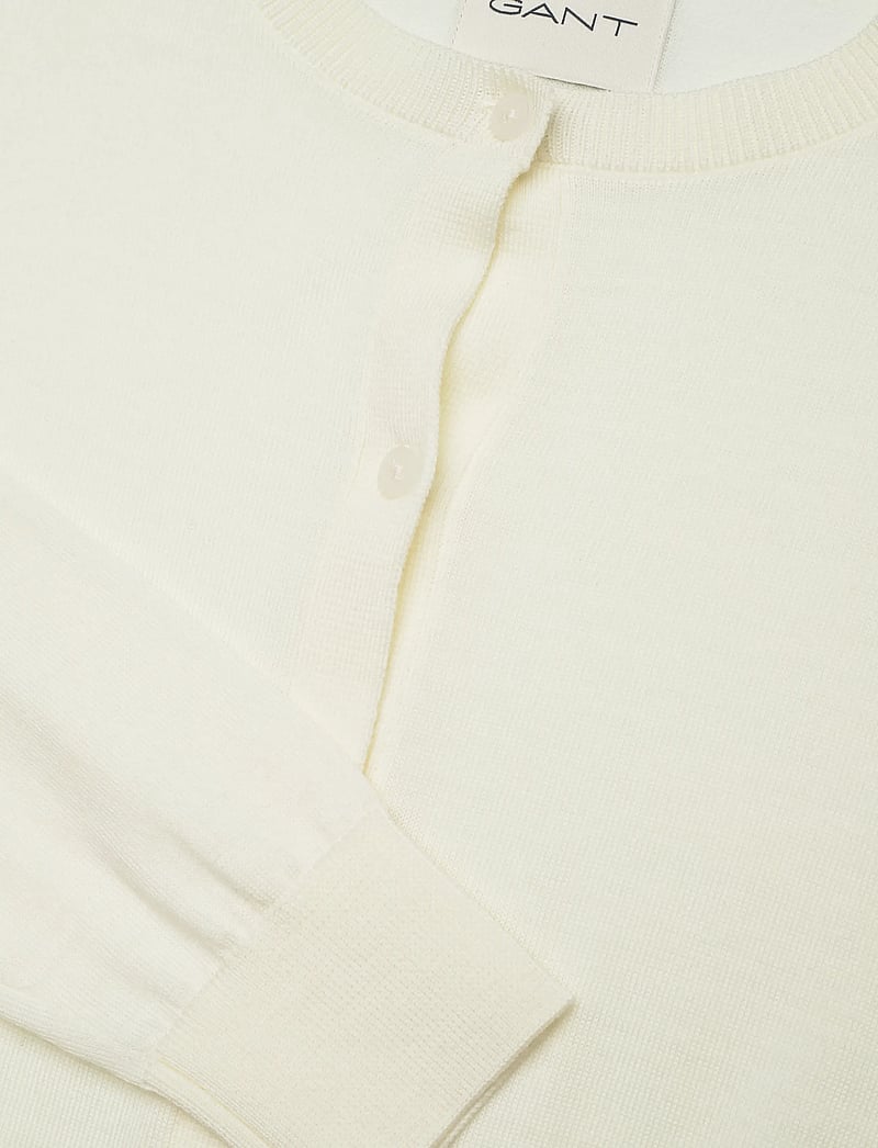 GANT - EXTRAFINE MERINO WOOL CARDIGAN - cardigans - cream - 2