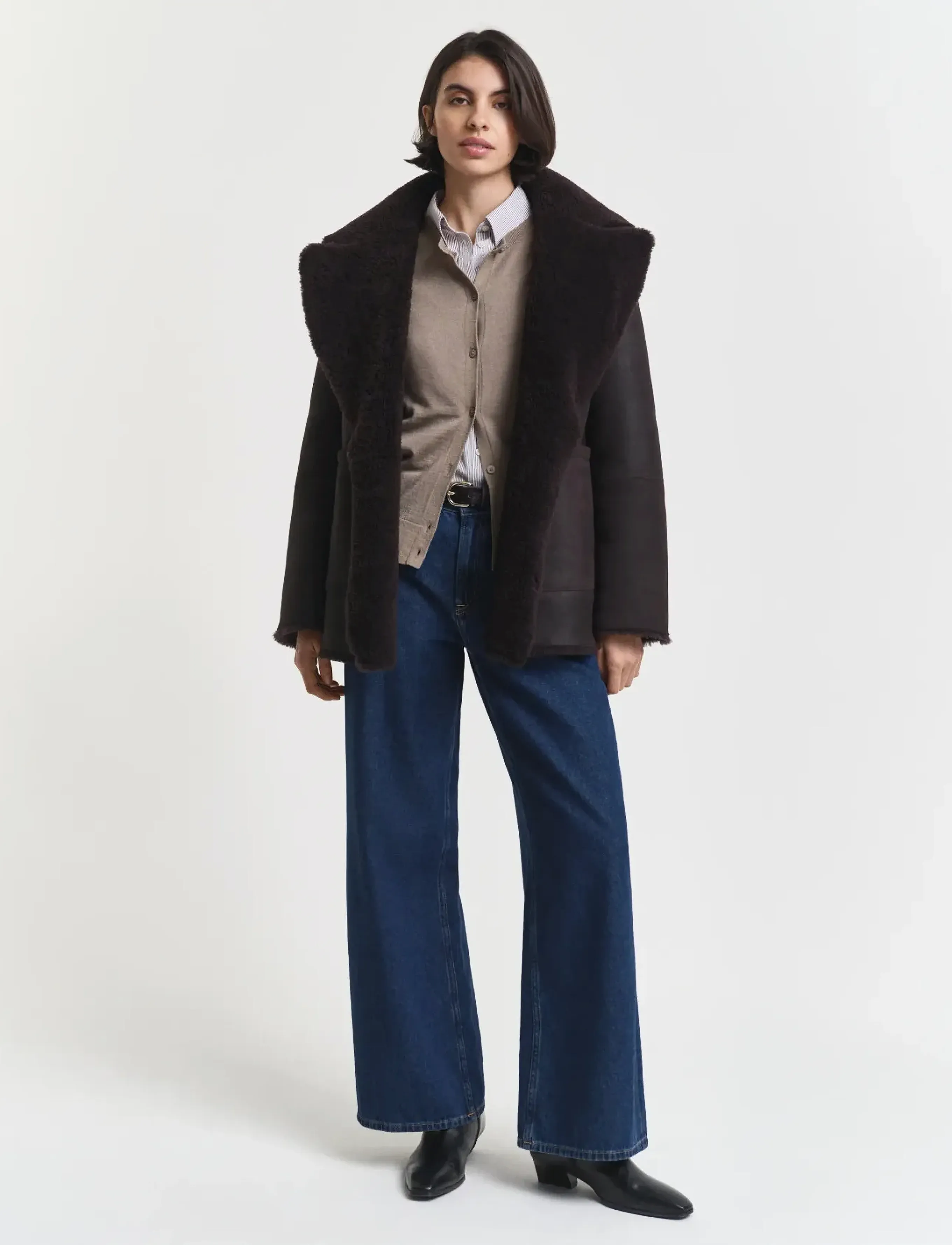 Gant Extrafine Merino Wool Cardigan, M, Beige, Strik > Cardigans, Dame