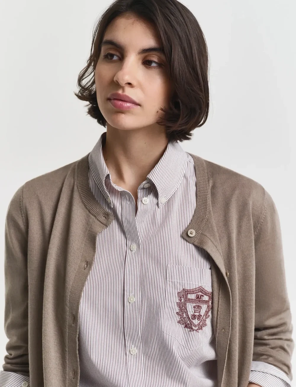 GANT - EXTRAFINE MERINO WOOL CARDIGAN - koftor - taupe beige - 4