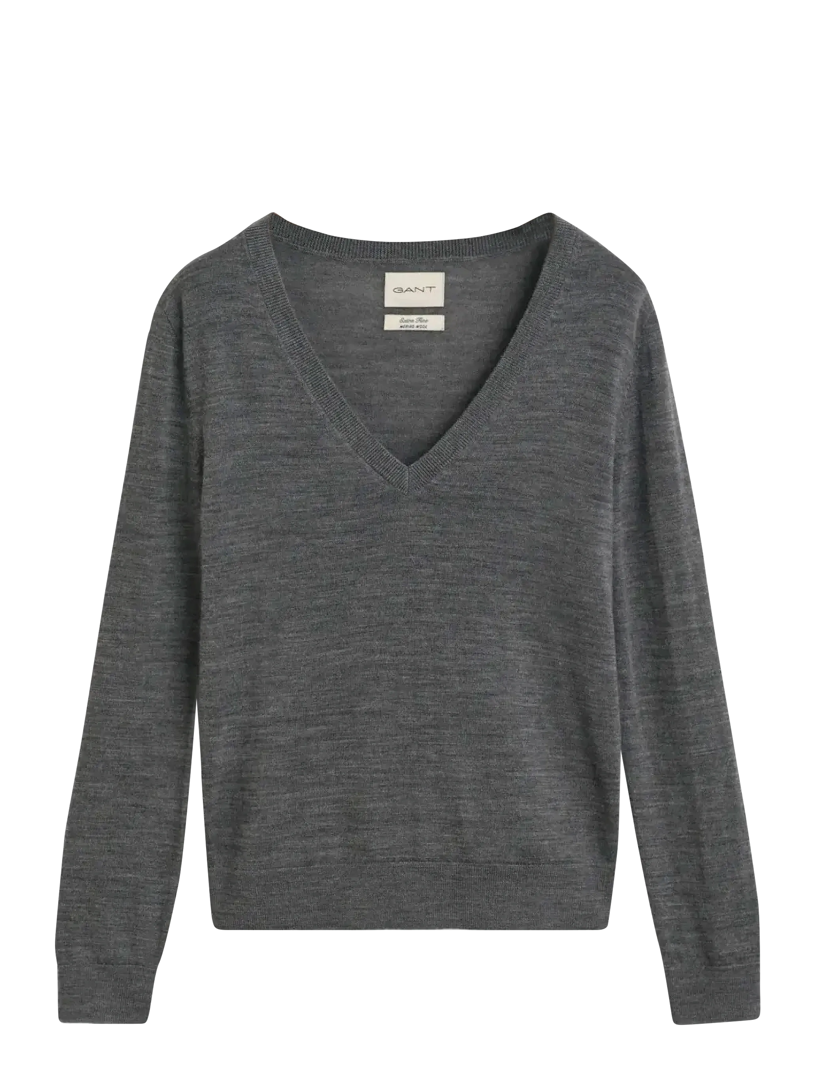 Gant EXTRAFINE MERINO WOOL V-NECK - Pullover - CHARCOAL MELANGE / multi
