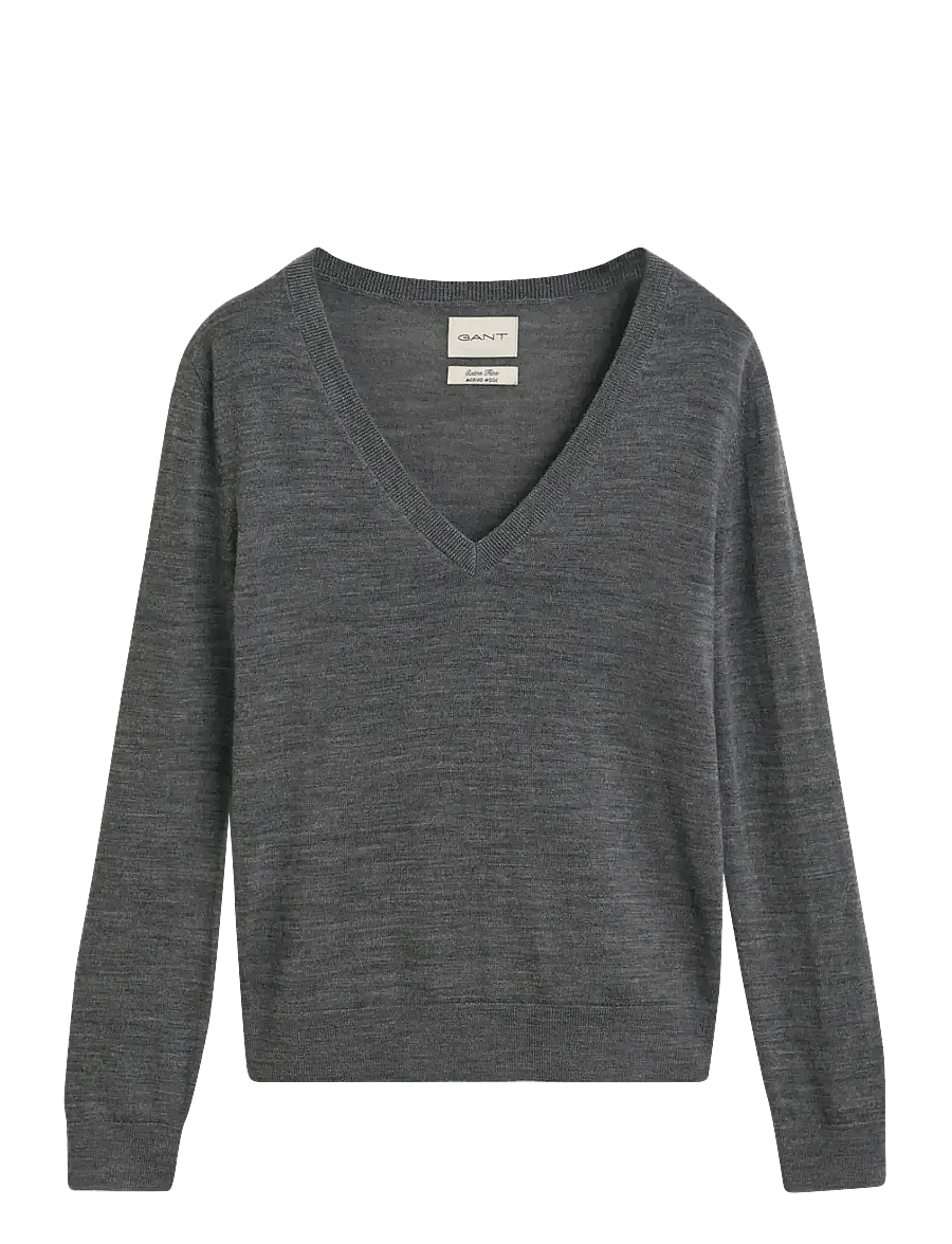 Gant - EXTRAFINE MERINO WOOL V-NECK - pulls - charcoal melange - 1