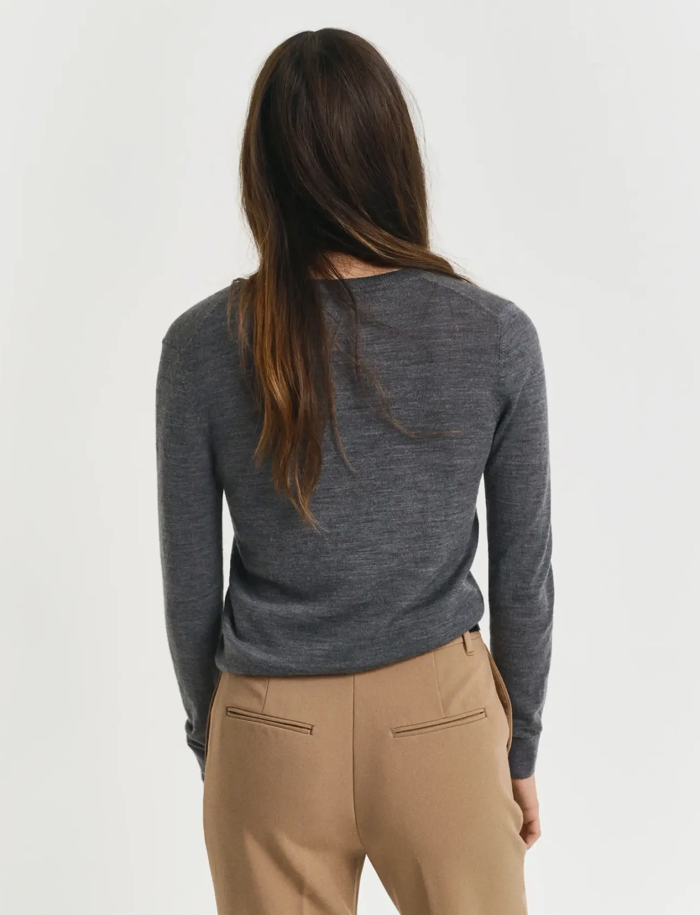 Gant - EXTRAFINE MERINO WOOL V-NECK - pulls - charcoal melange - 2