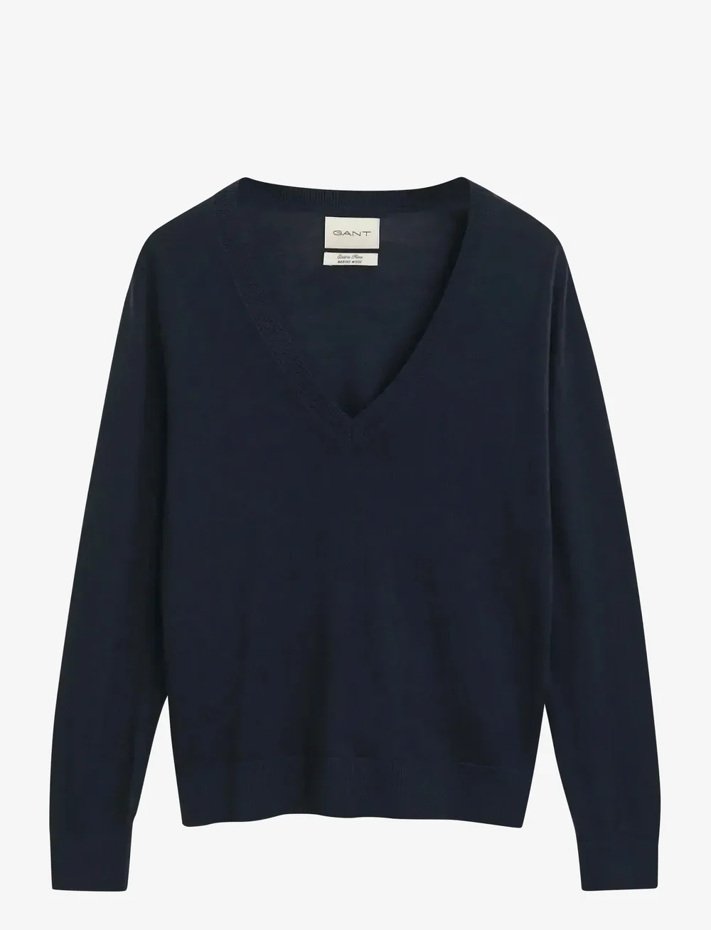 GANT - EXTRAFINE MERINO WOOL V-NECK - stickade tröjor - evening blue - 1