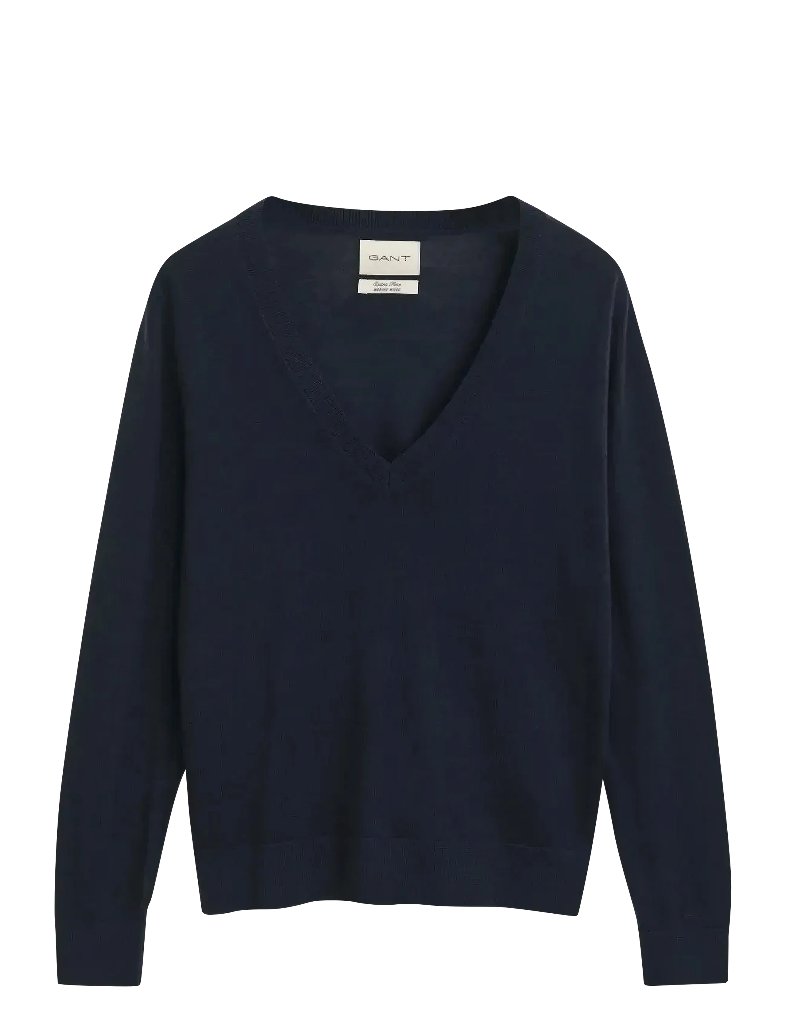 Gant EXTRAFINE MERINO WOOL V-NECK - Tøj - EVENING BLUE / blue