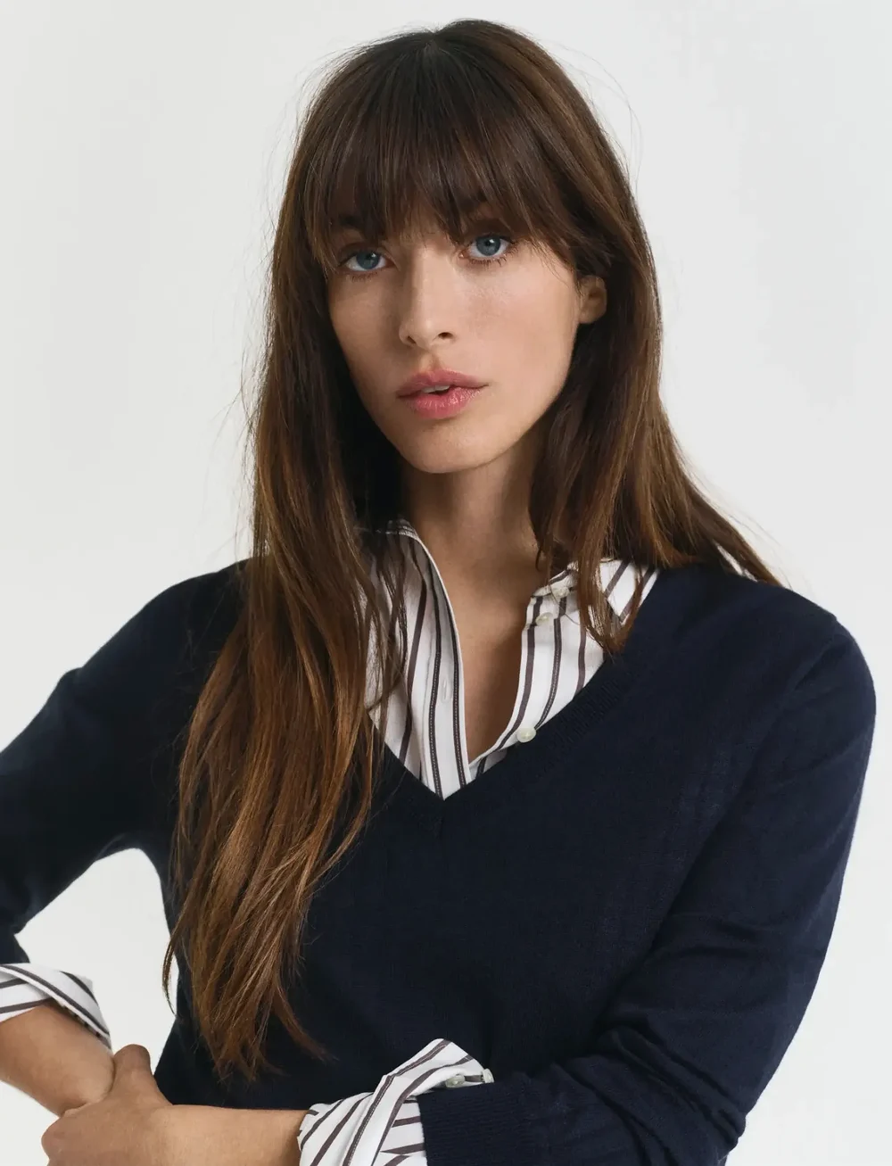 GANT - EXTRAFINE MERINO WOOL V-NECK - stickade tröjor - evening blue - 4