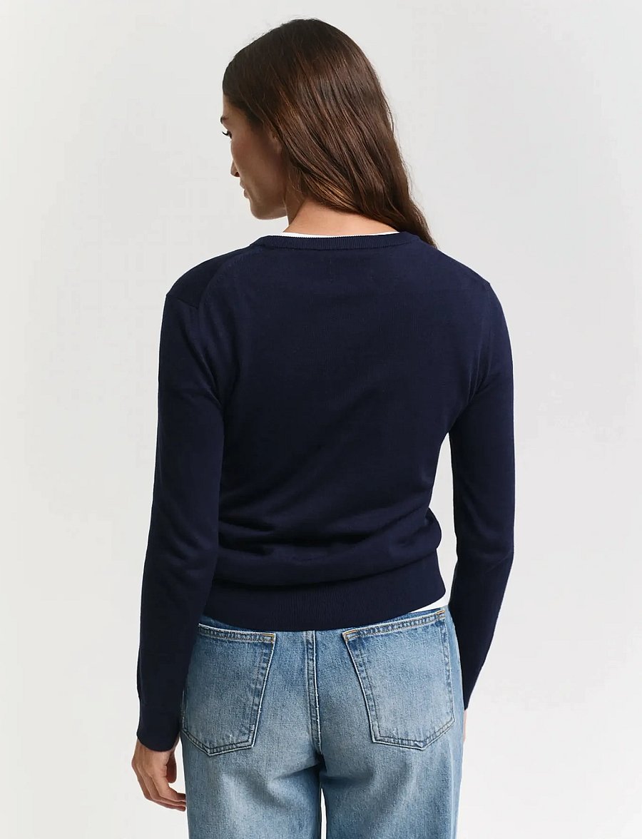 Gant - FINE KNIT C-NECK - stickade tröjor - evening blue - 2