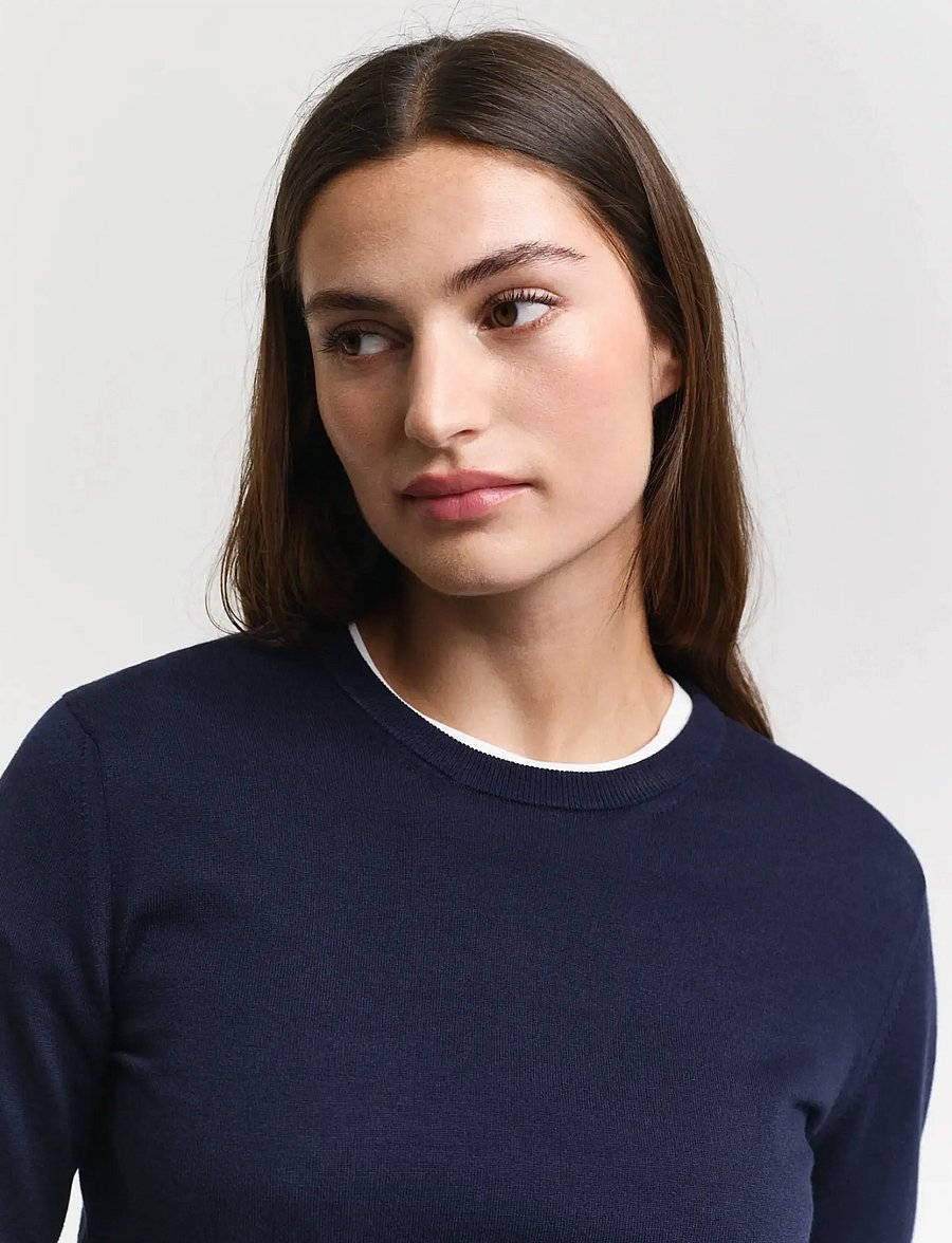 Gant - FINE KNIT C-NECK - stickade tröjor - evening blue - 3